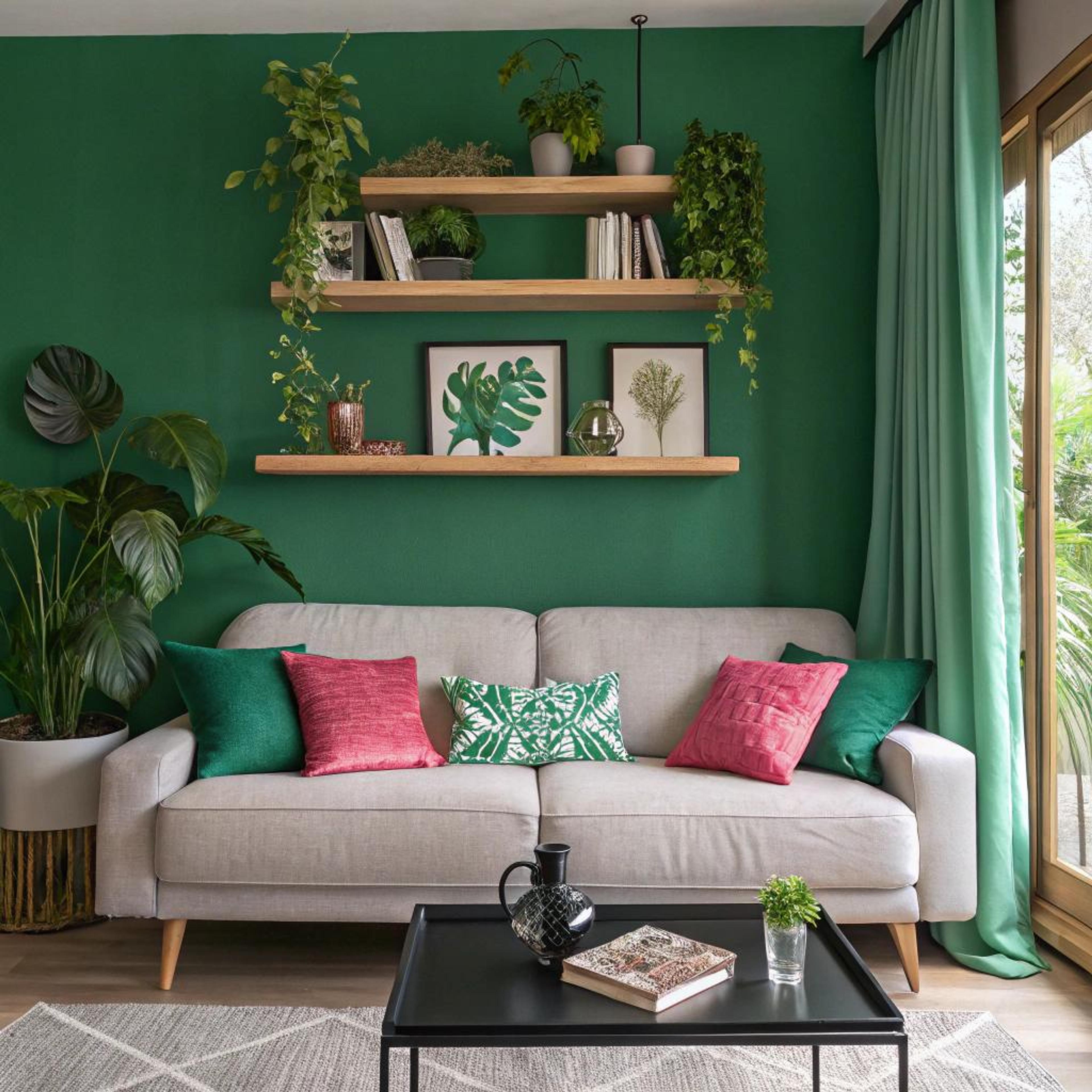 Groene muur met levendige sfeer