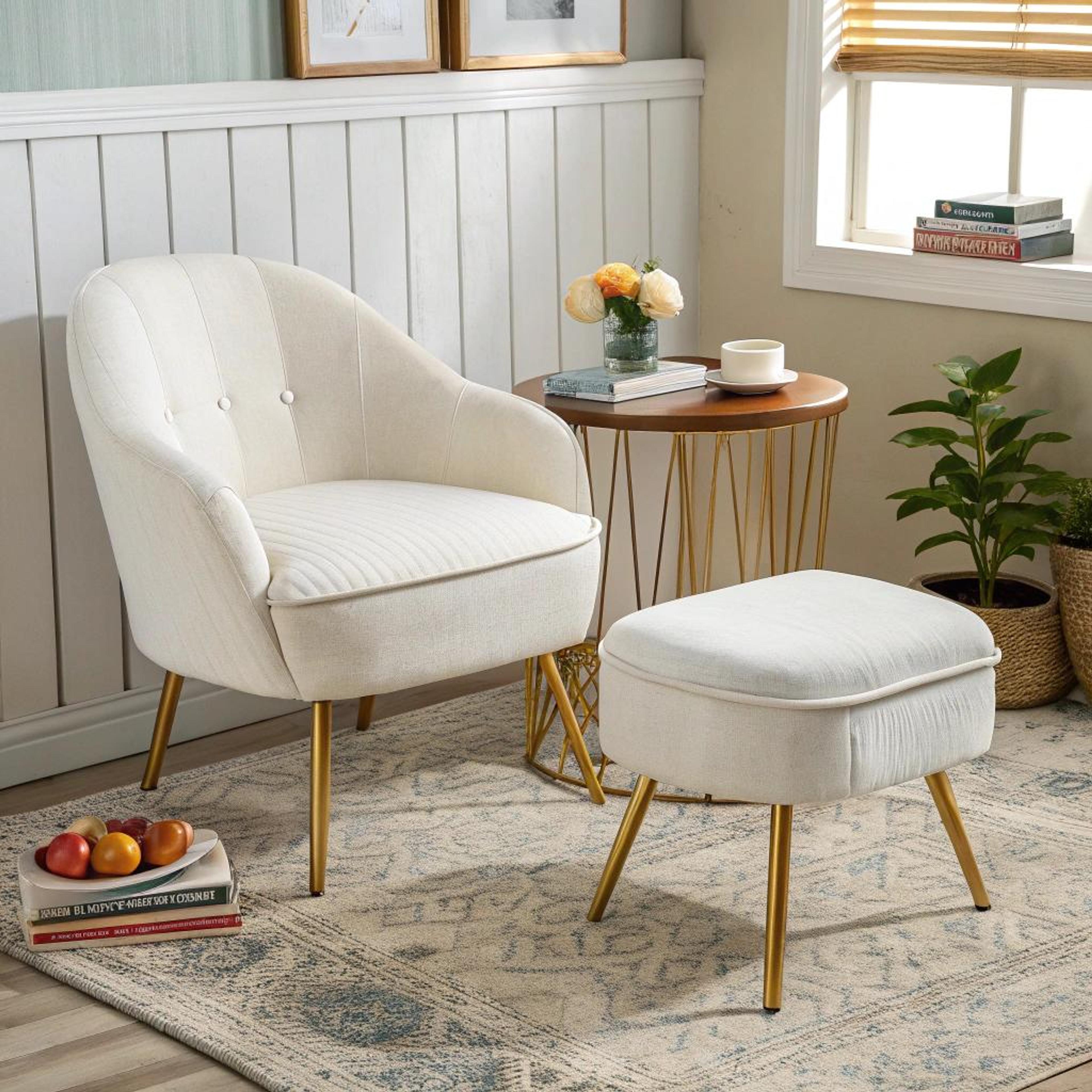 Gouden details bij oorfauteuil