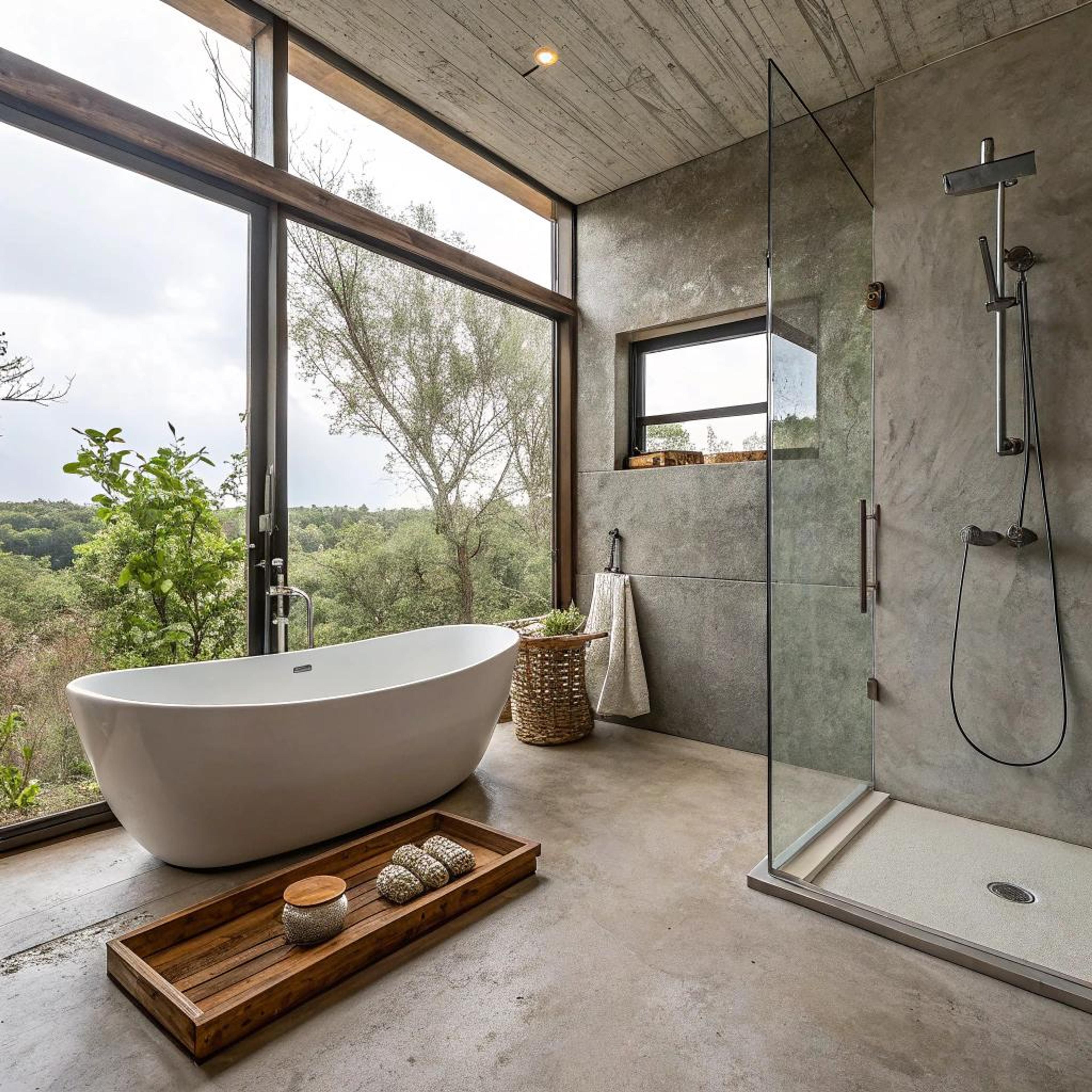 Vrijstaand bad met buitenzicht