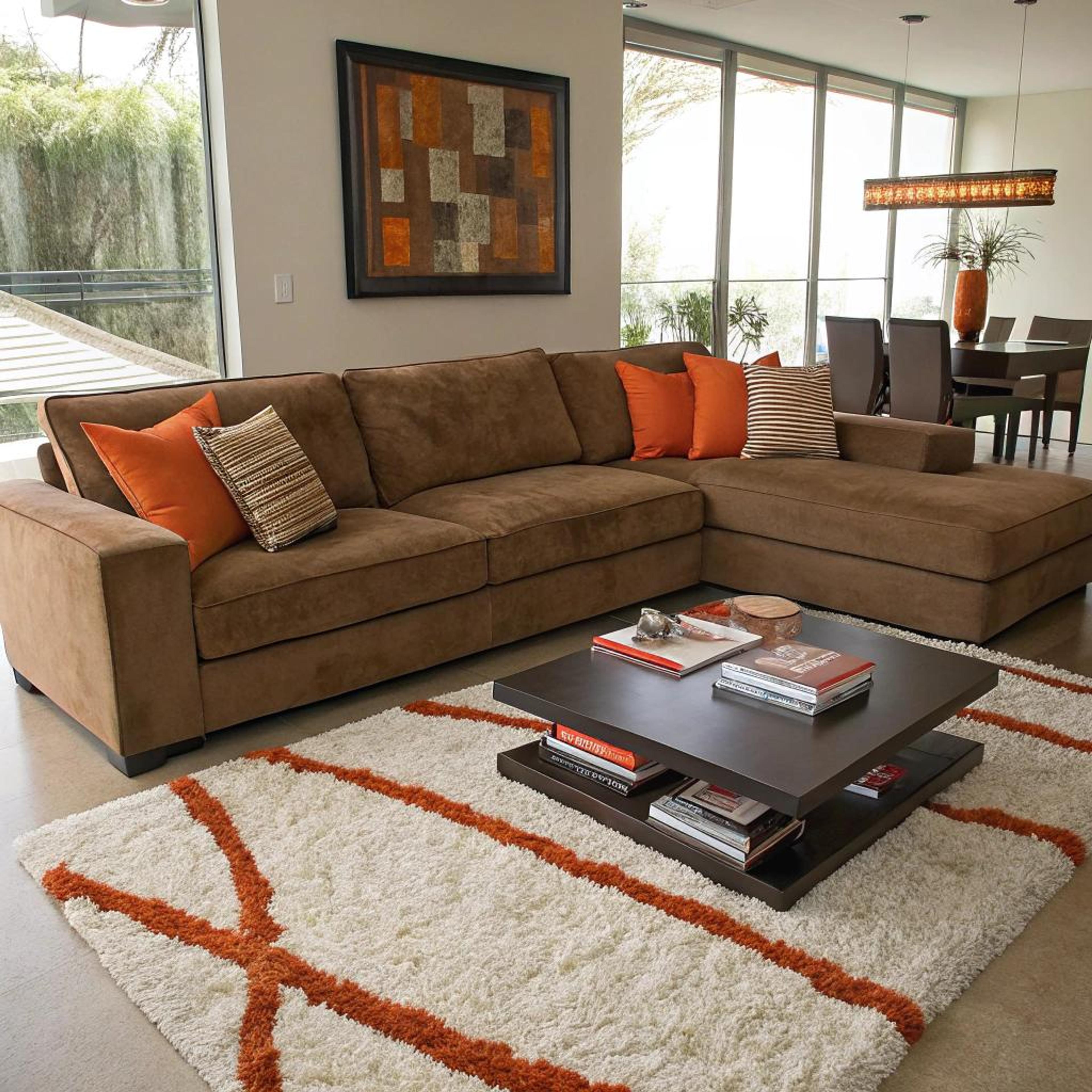 Oranje accenten in vloerkleed