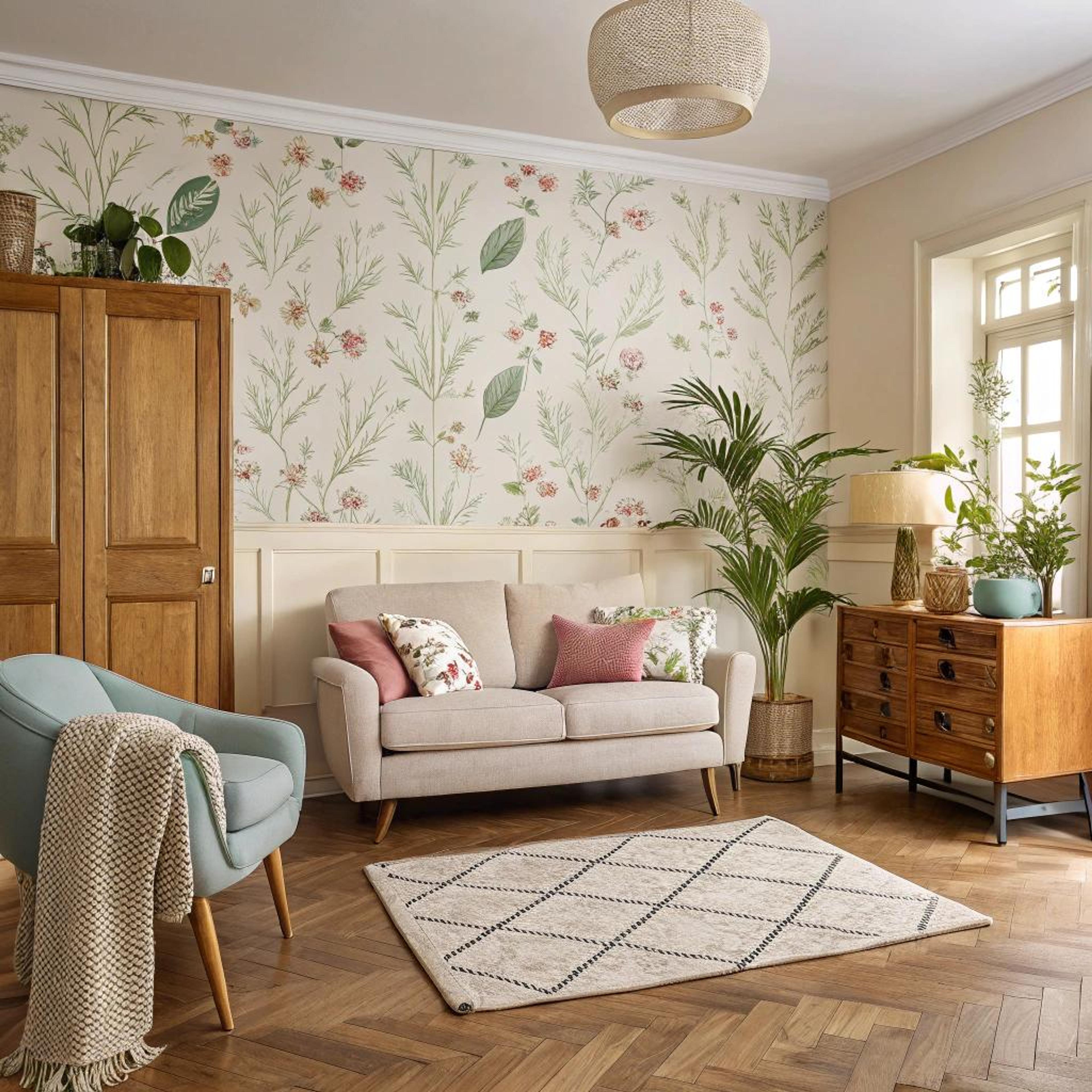 Botanisch behang met strandvibes