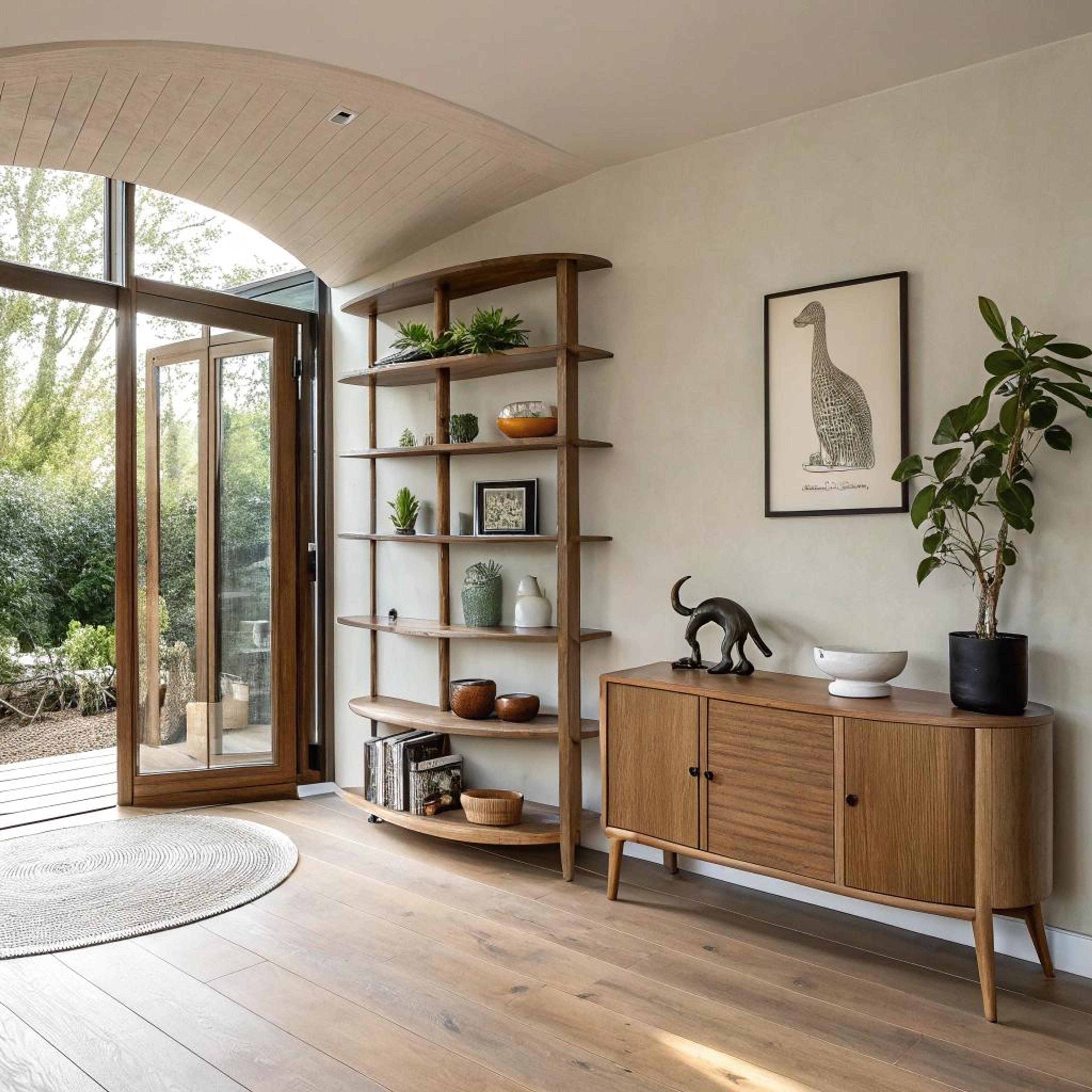 Gebogen planken met planten