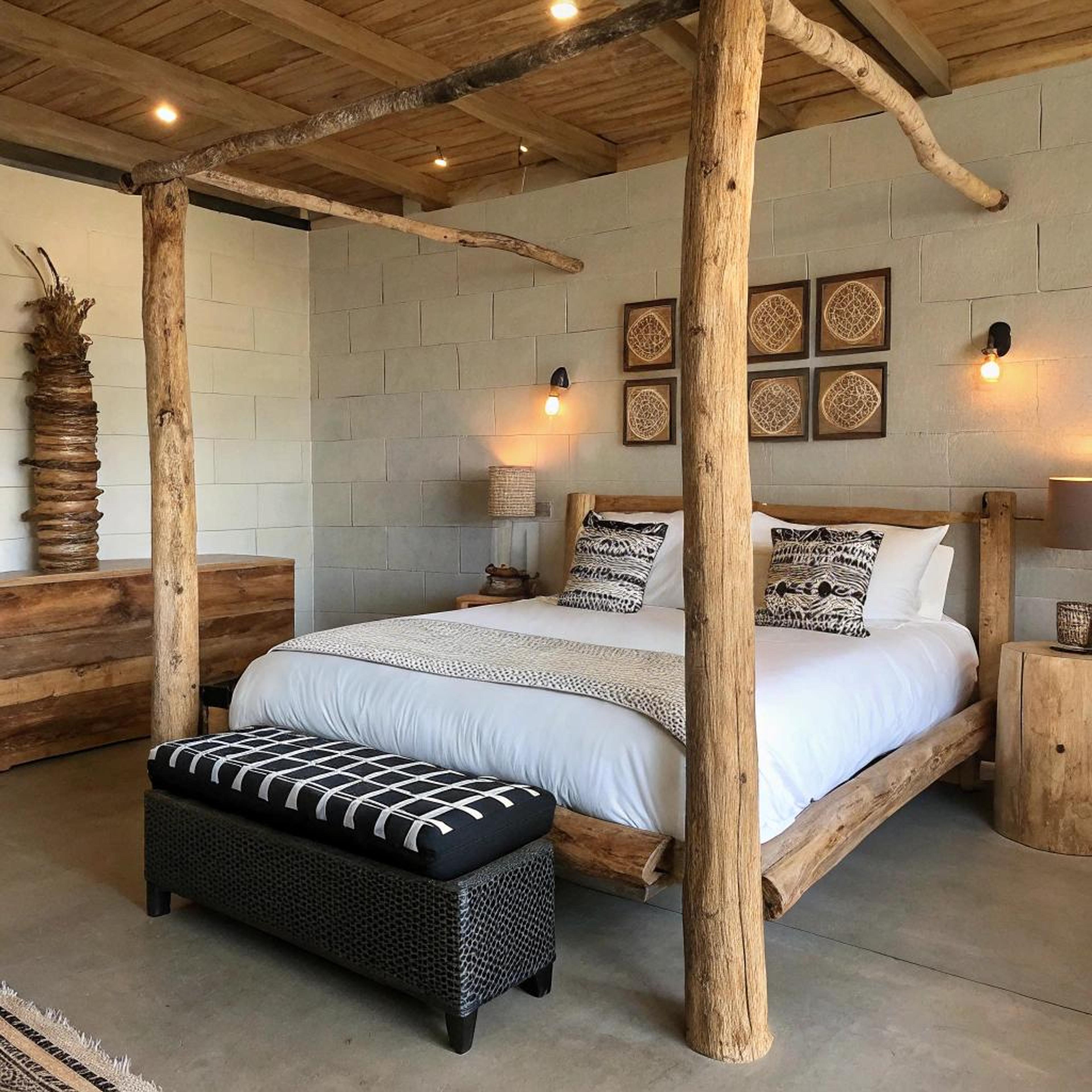Houten hemelbed als blikvanger
