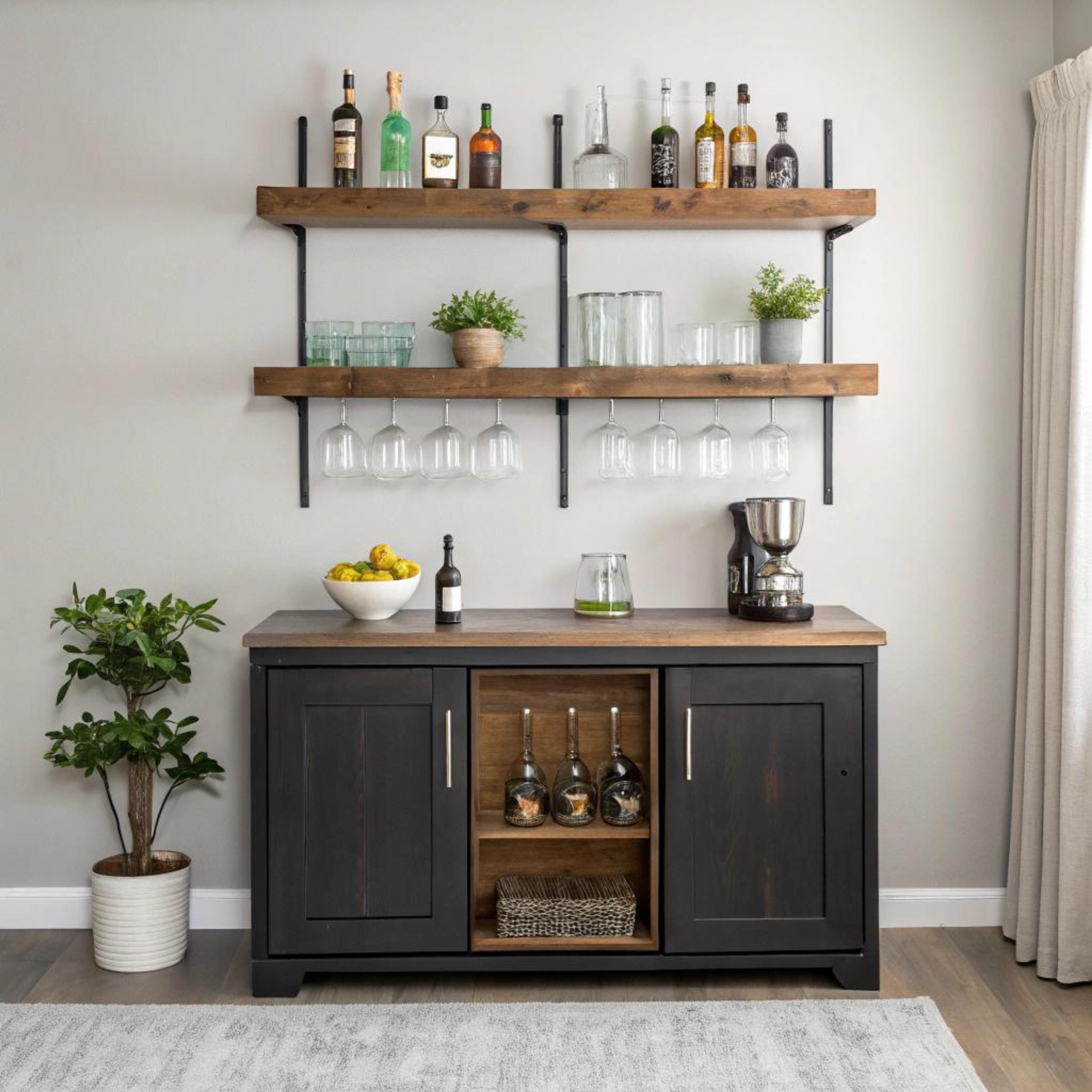 Rustieke planken met groenaccent