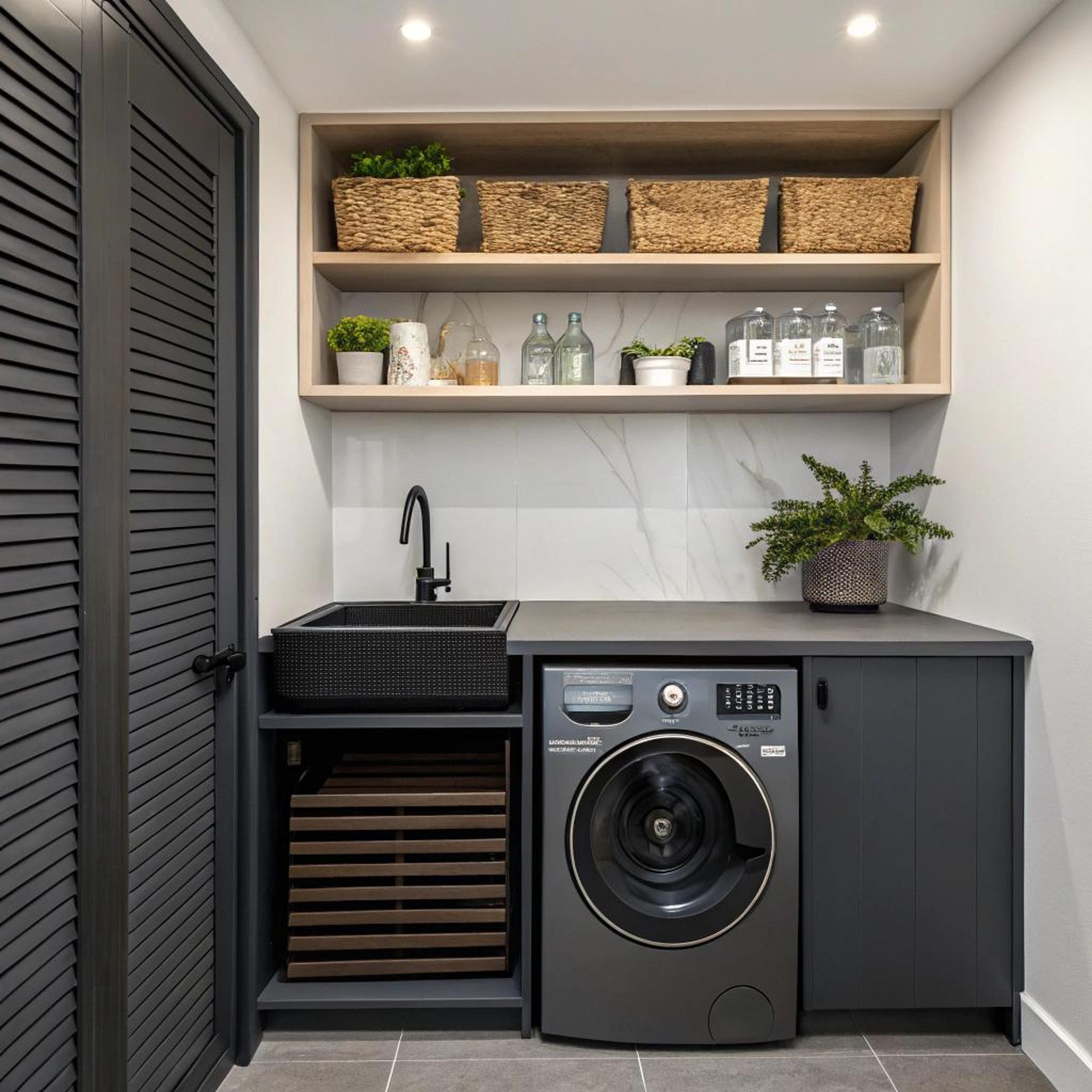 Donkere accenten met hout en groen