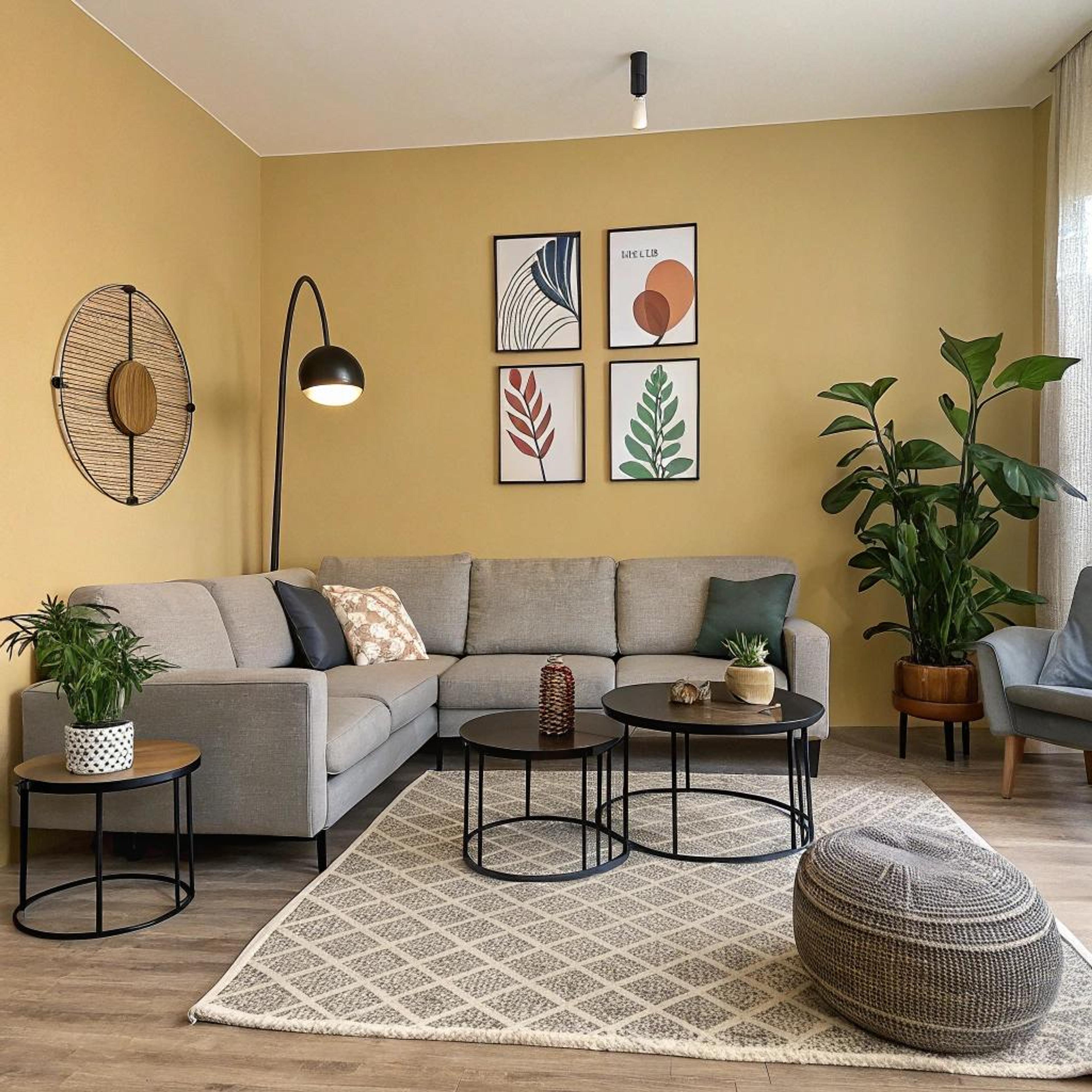 Mosterdgele wand als eyecatcher