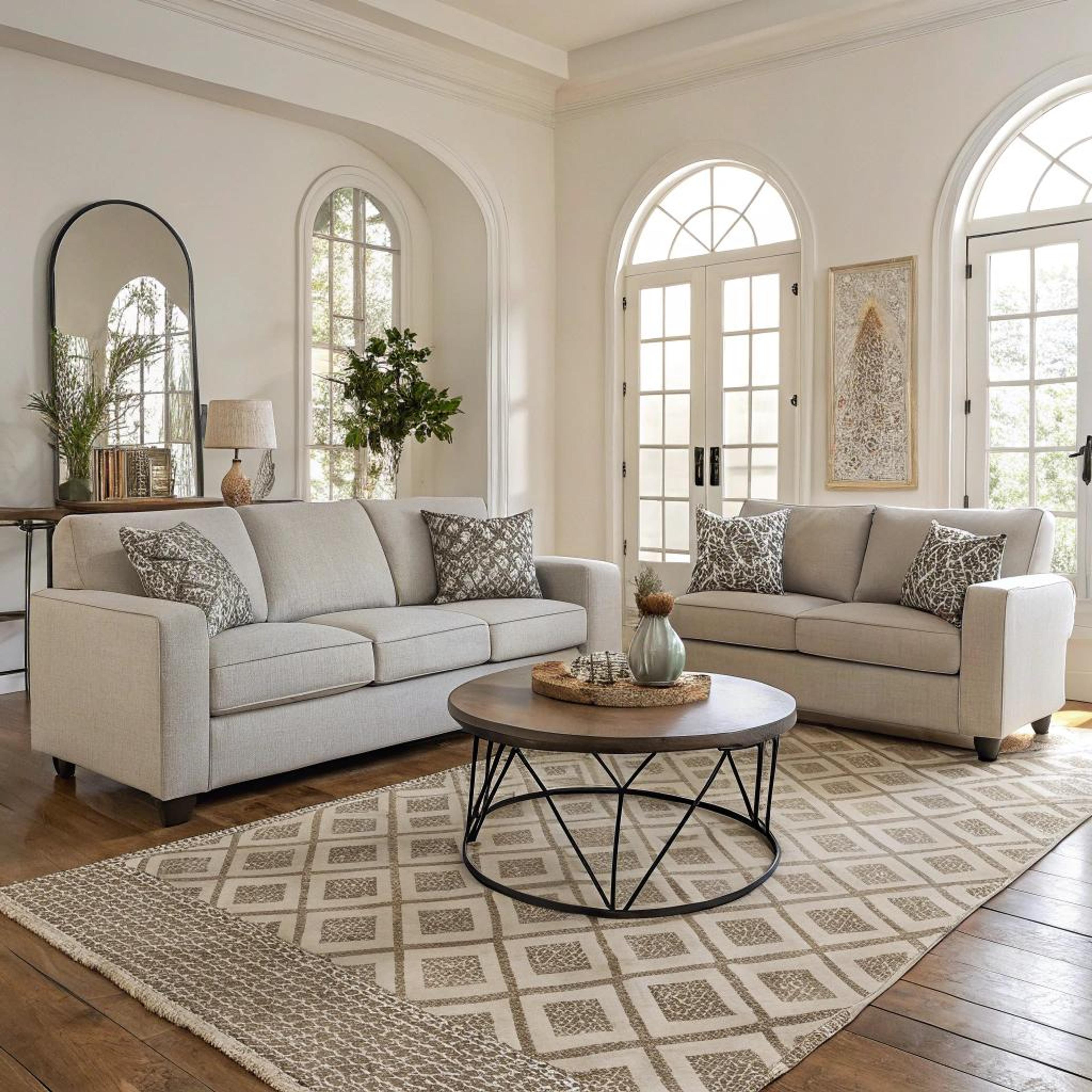 Geometrisch vloerkleed en licht