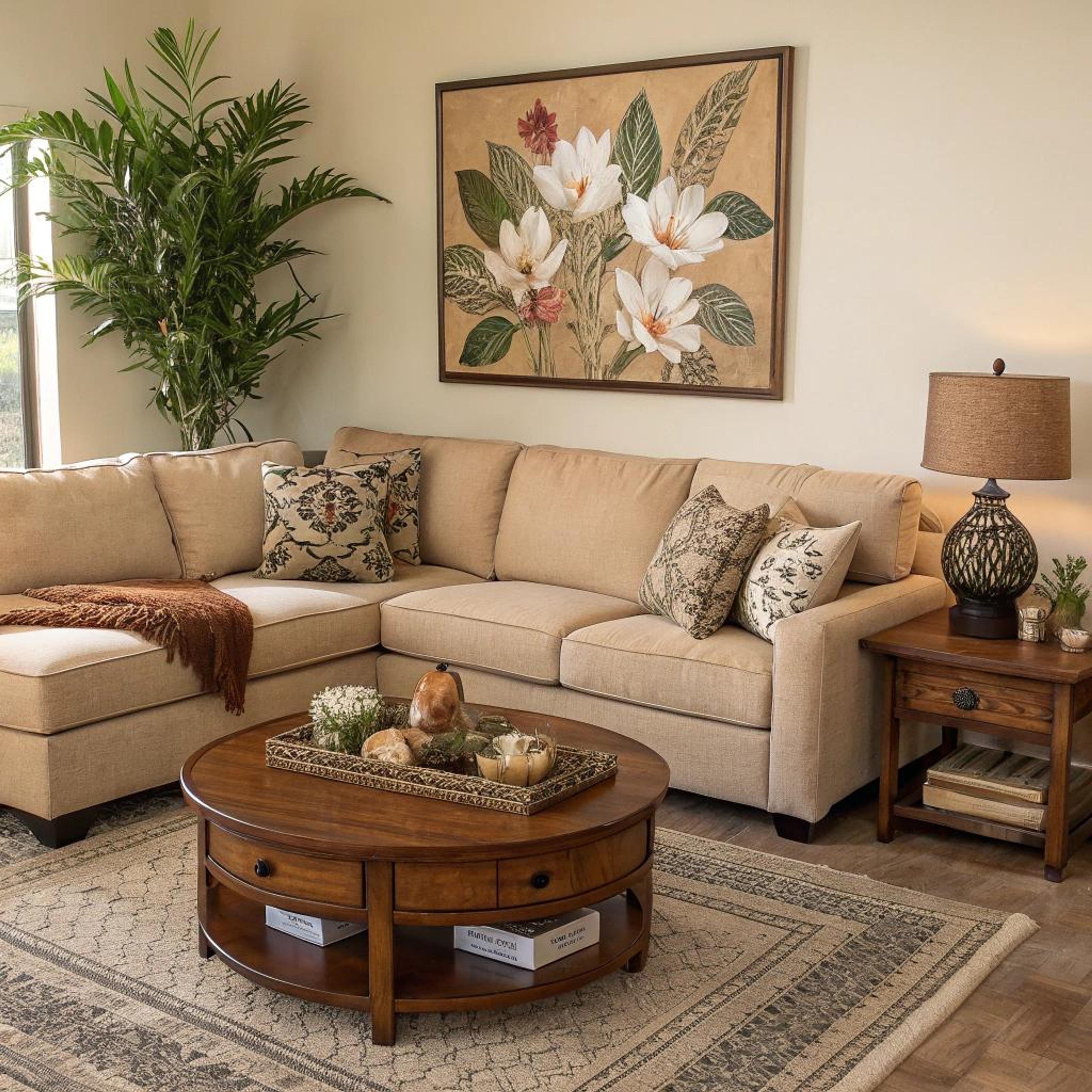 Fluwelen kussens en botanisch kunstwerk