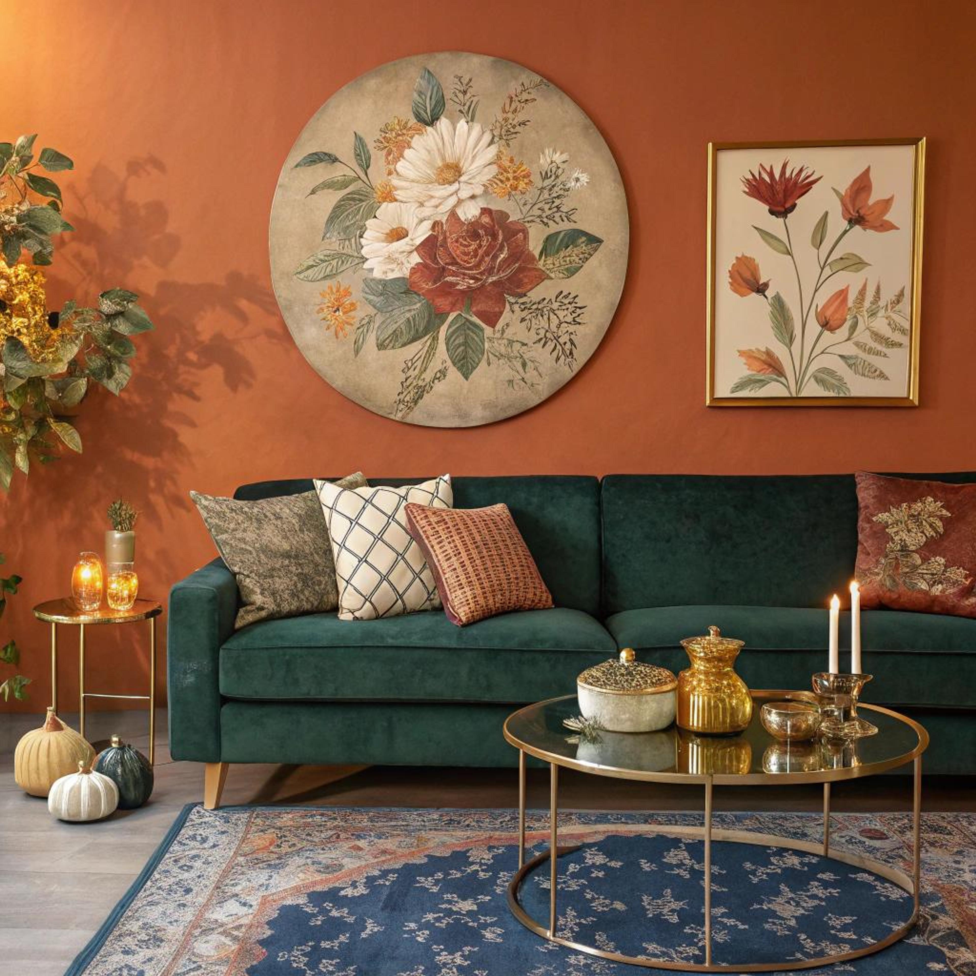 Gouden accenten en fluwelen bank