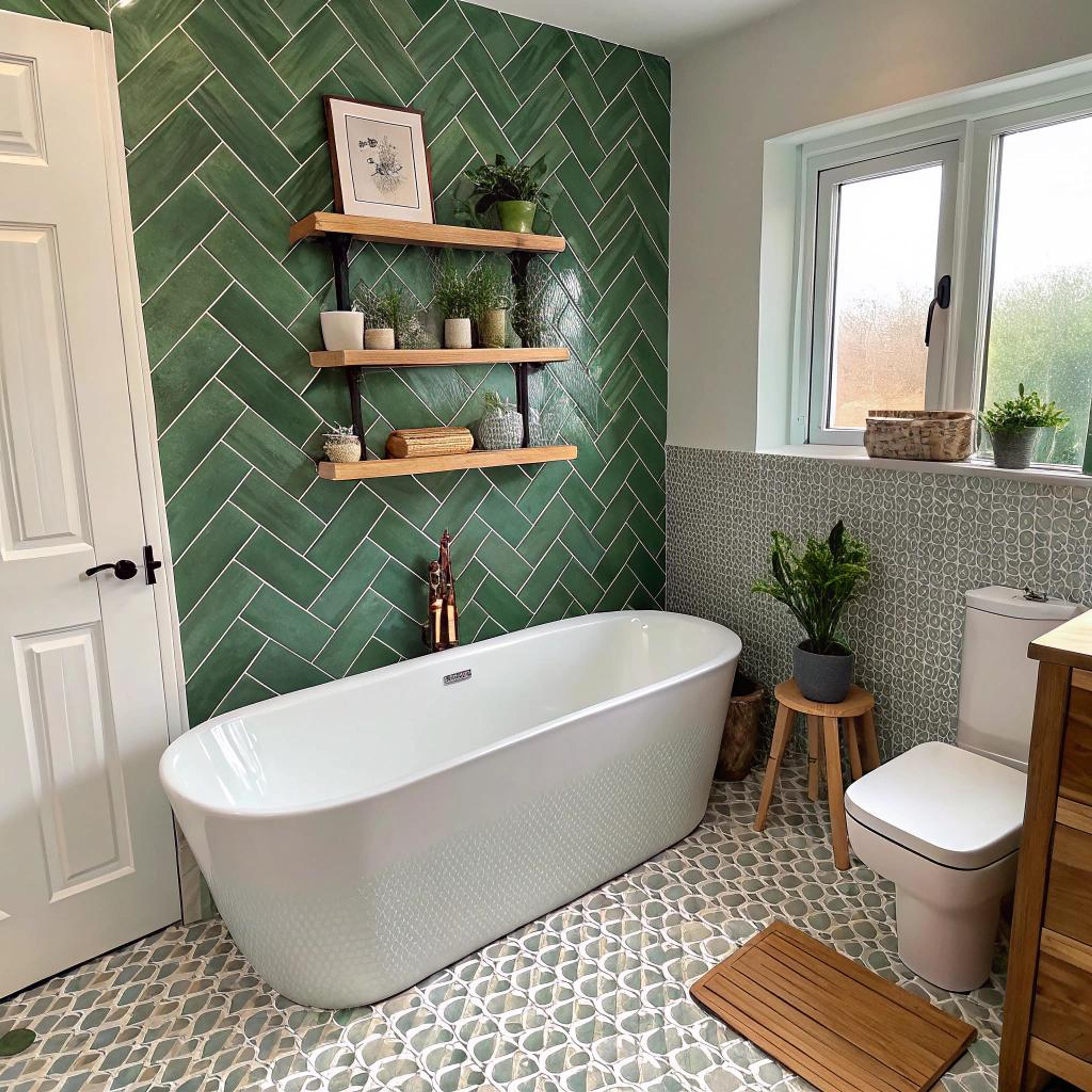 Smaragdgroen in visgraatpatroon