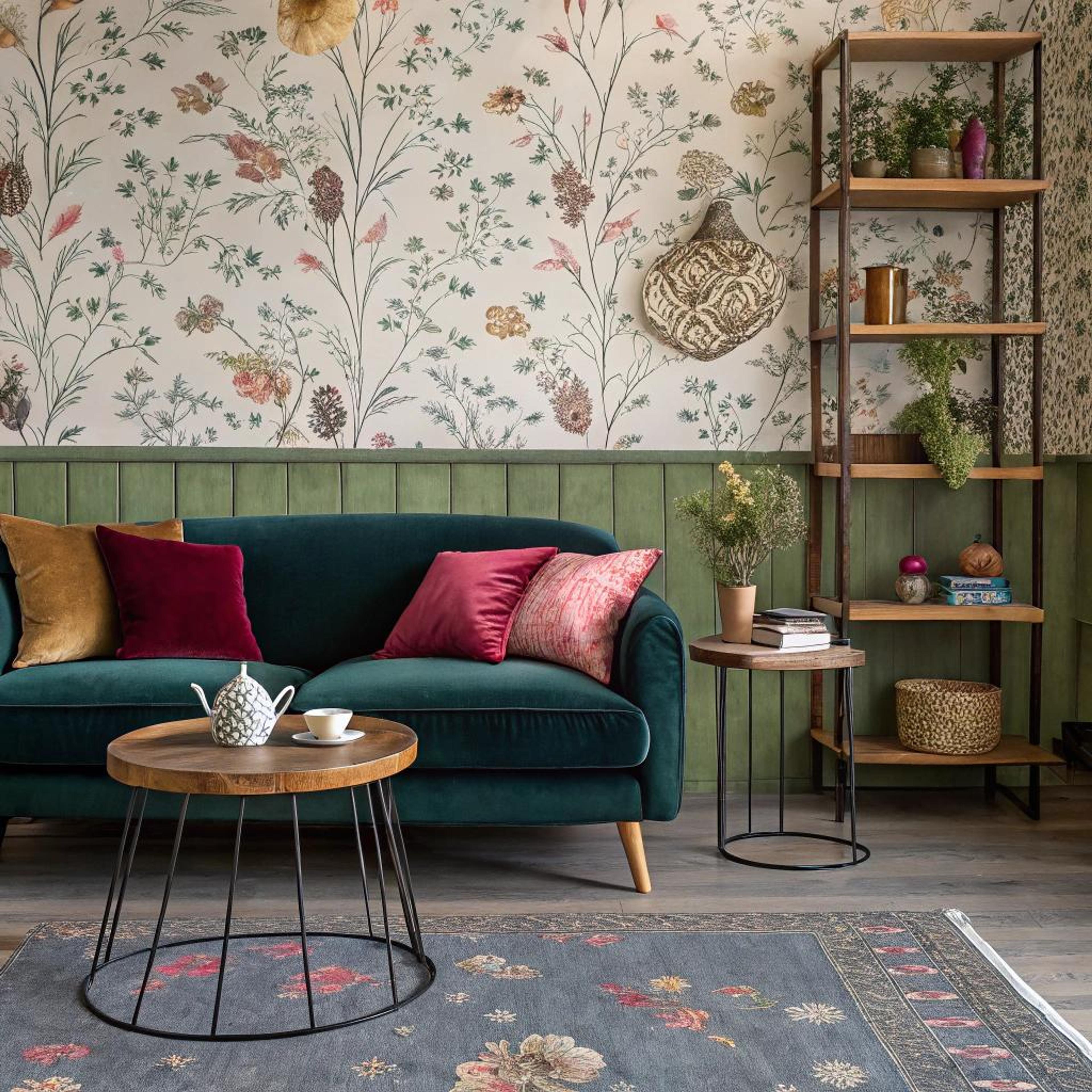 Botanisch behang met warme accenten