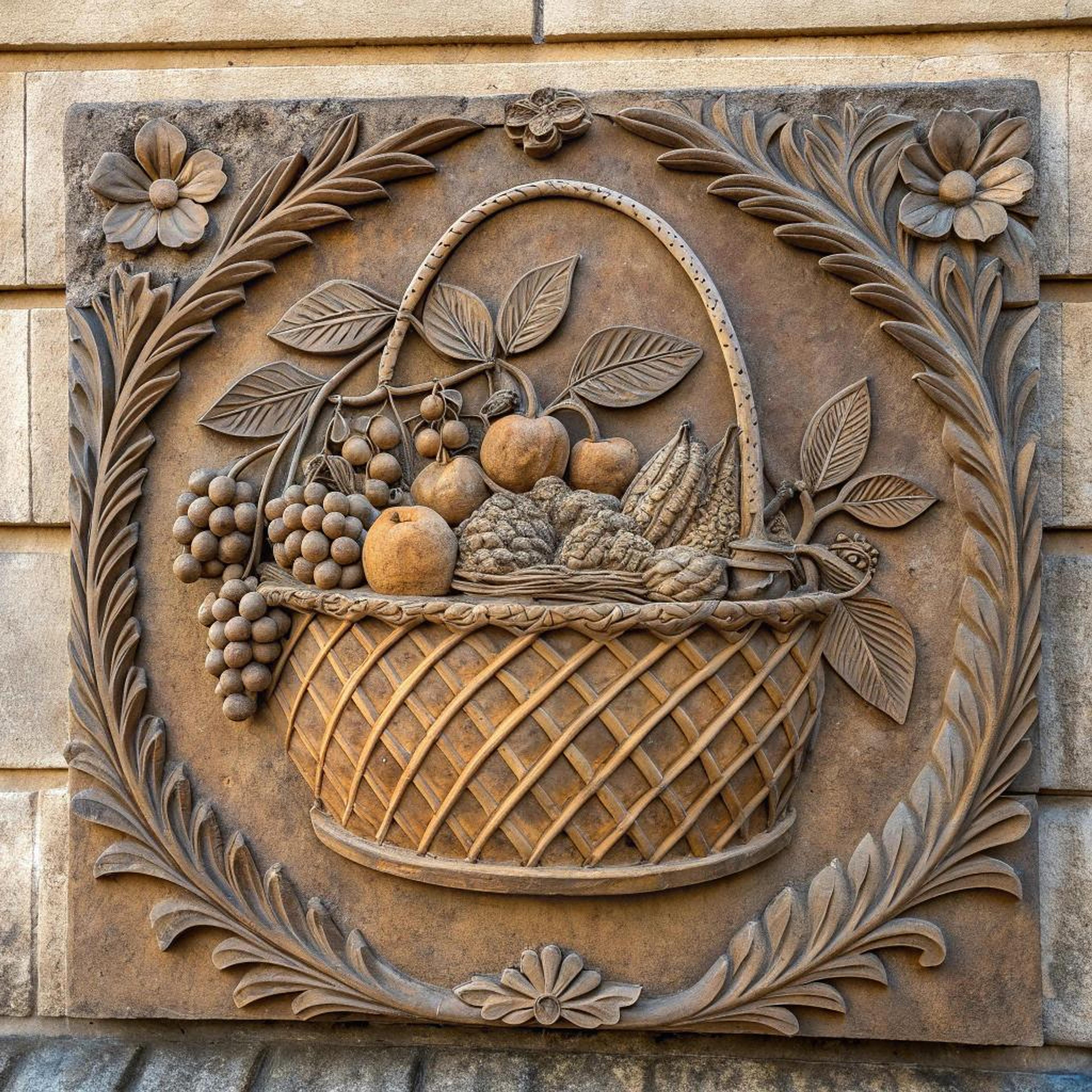 Fruitmand in klassiek reliëf