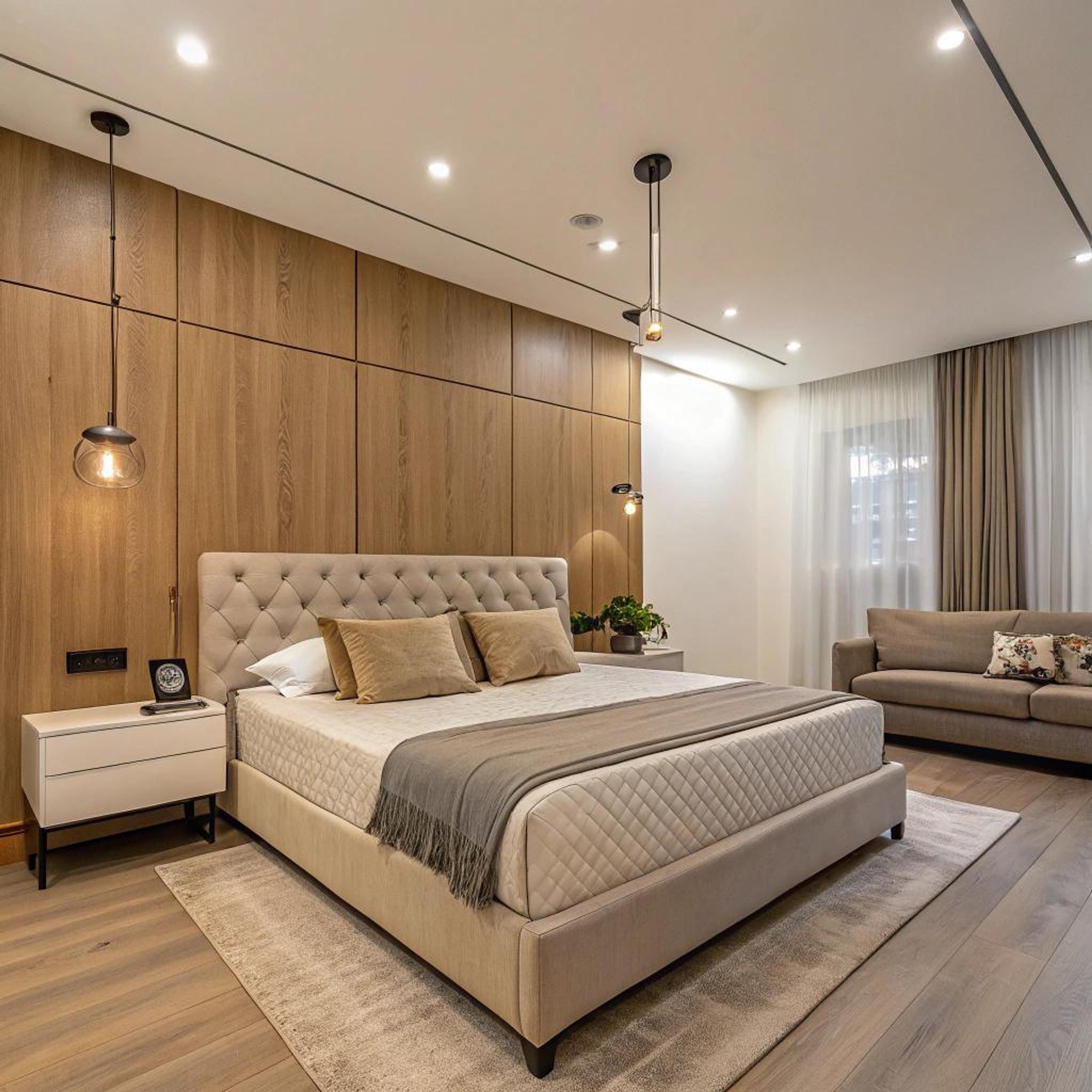 Gequilte eyecatcher in beige slaapkamer