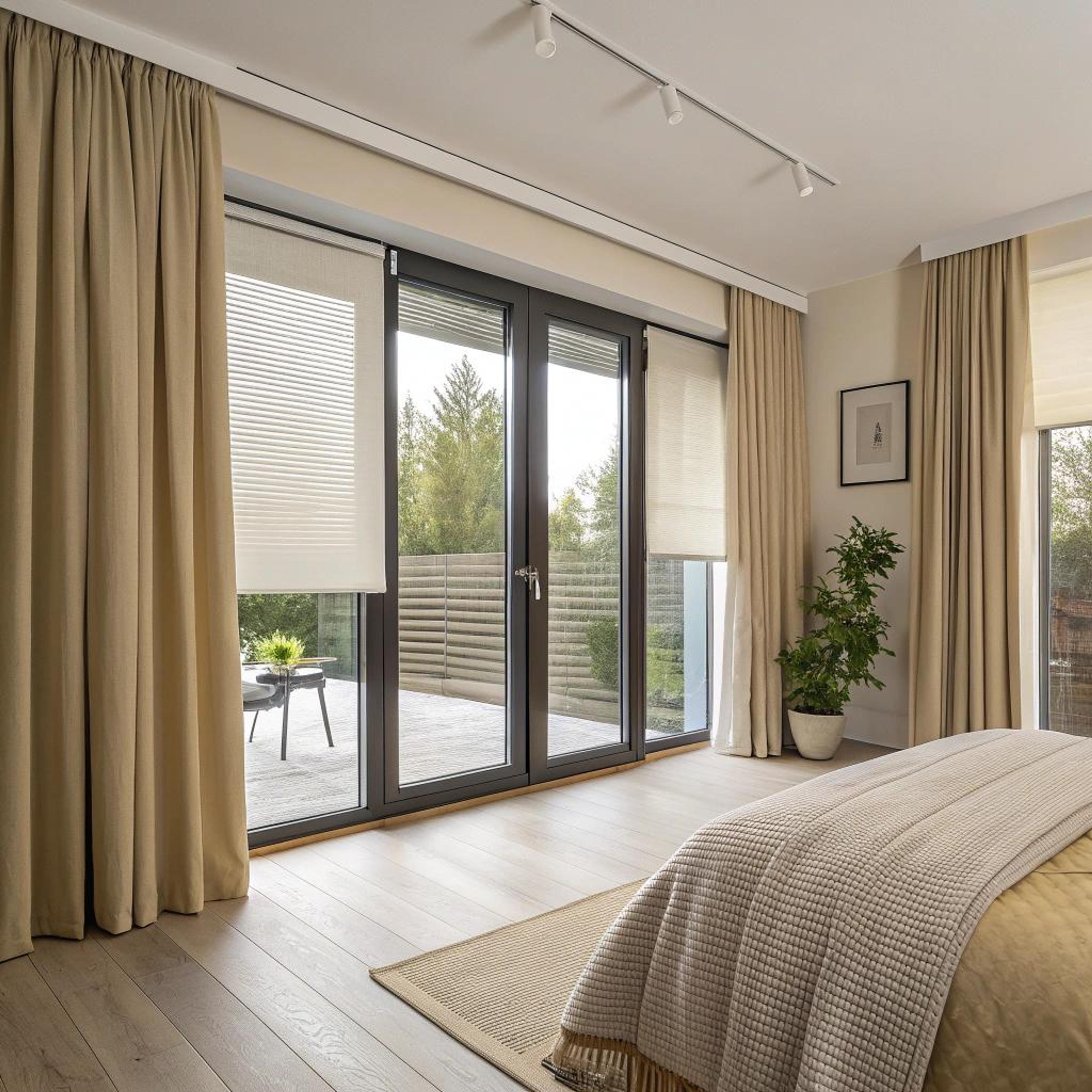 Crèmekleurige verduistering met hout