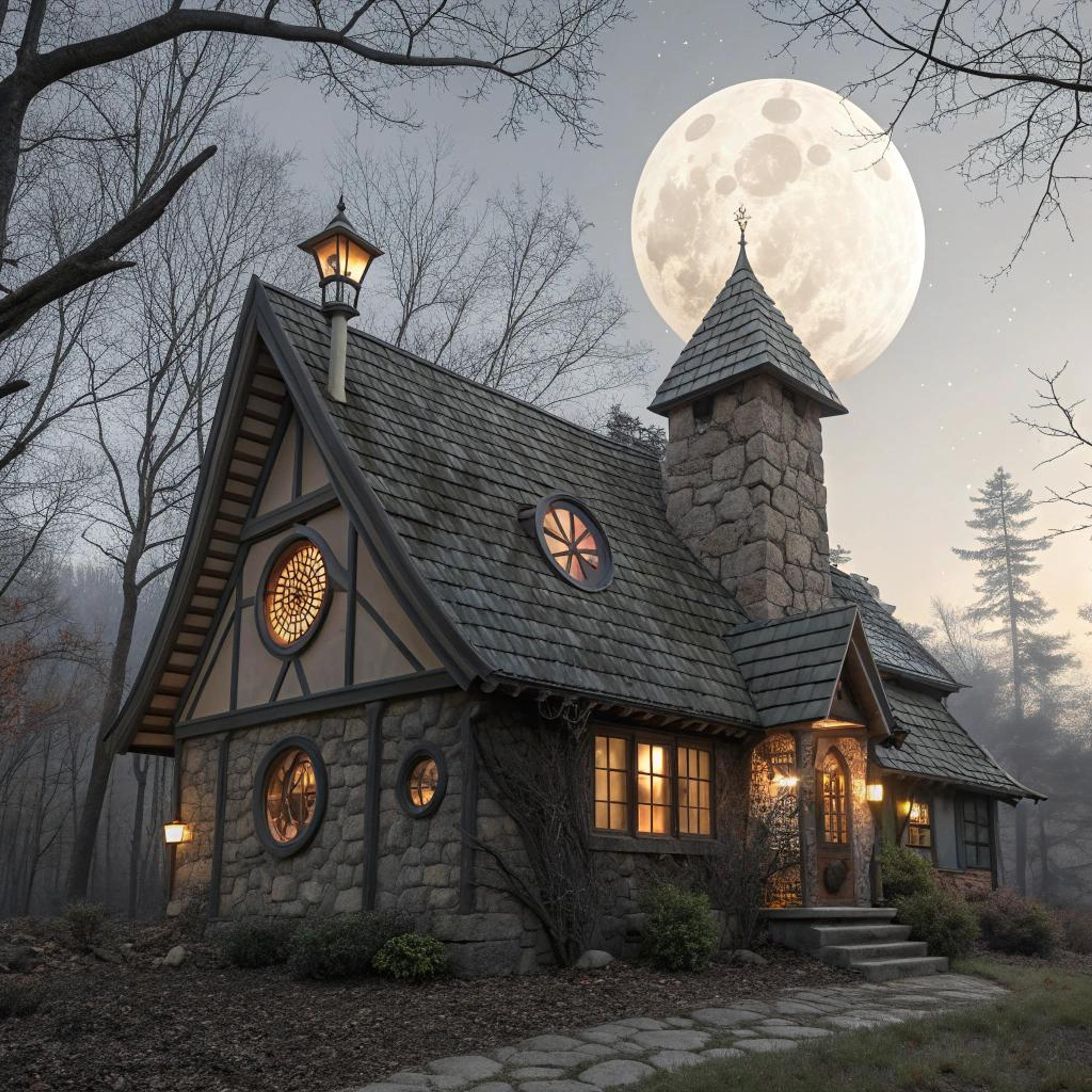 Sprookjesraam met vlechtwerkpatroon