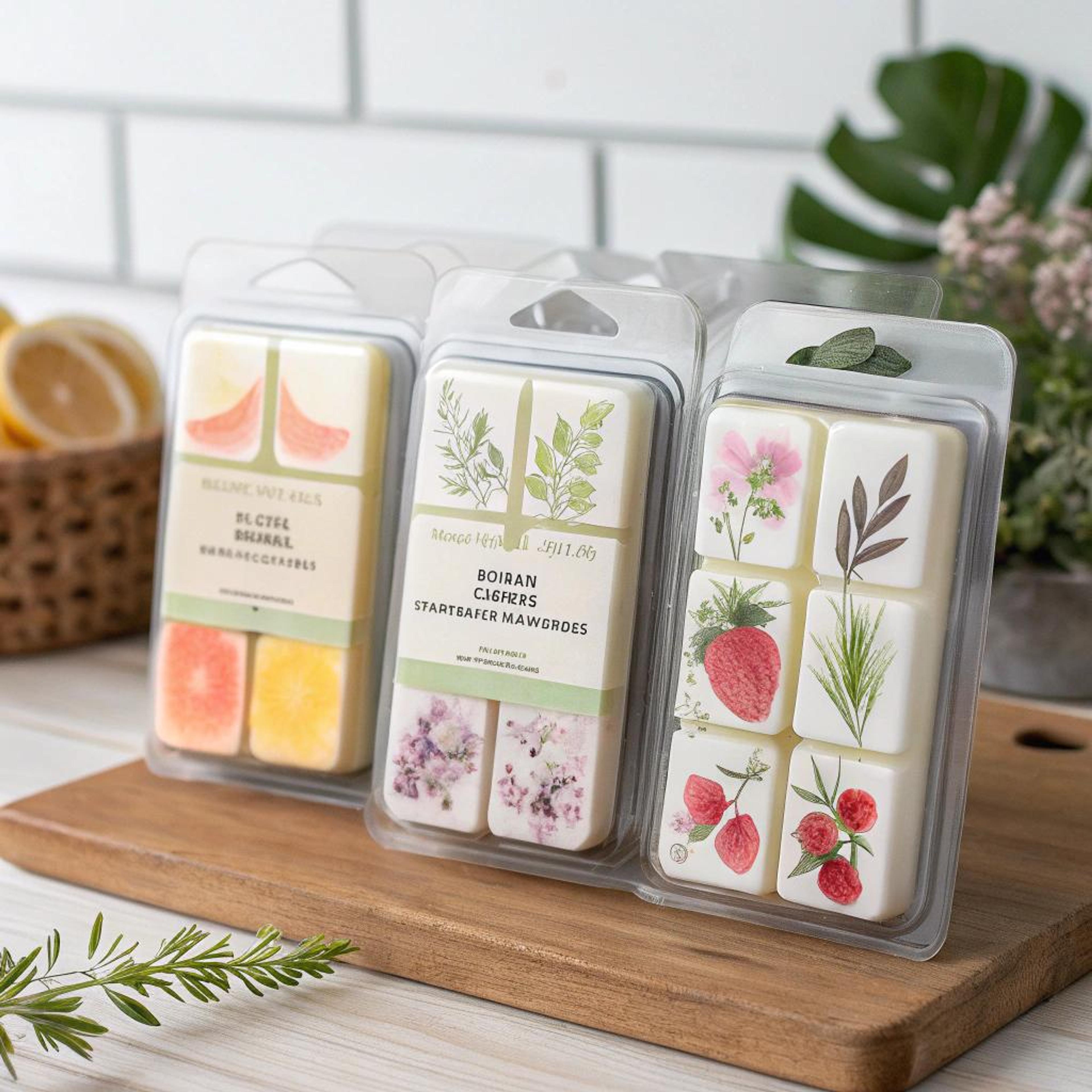 Fruitige wasmelts op houten tray