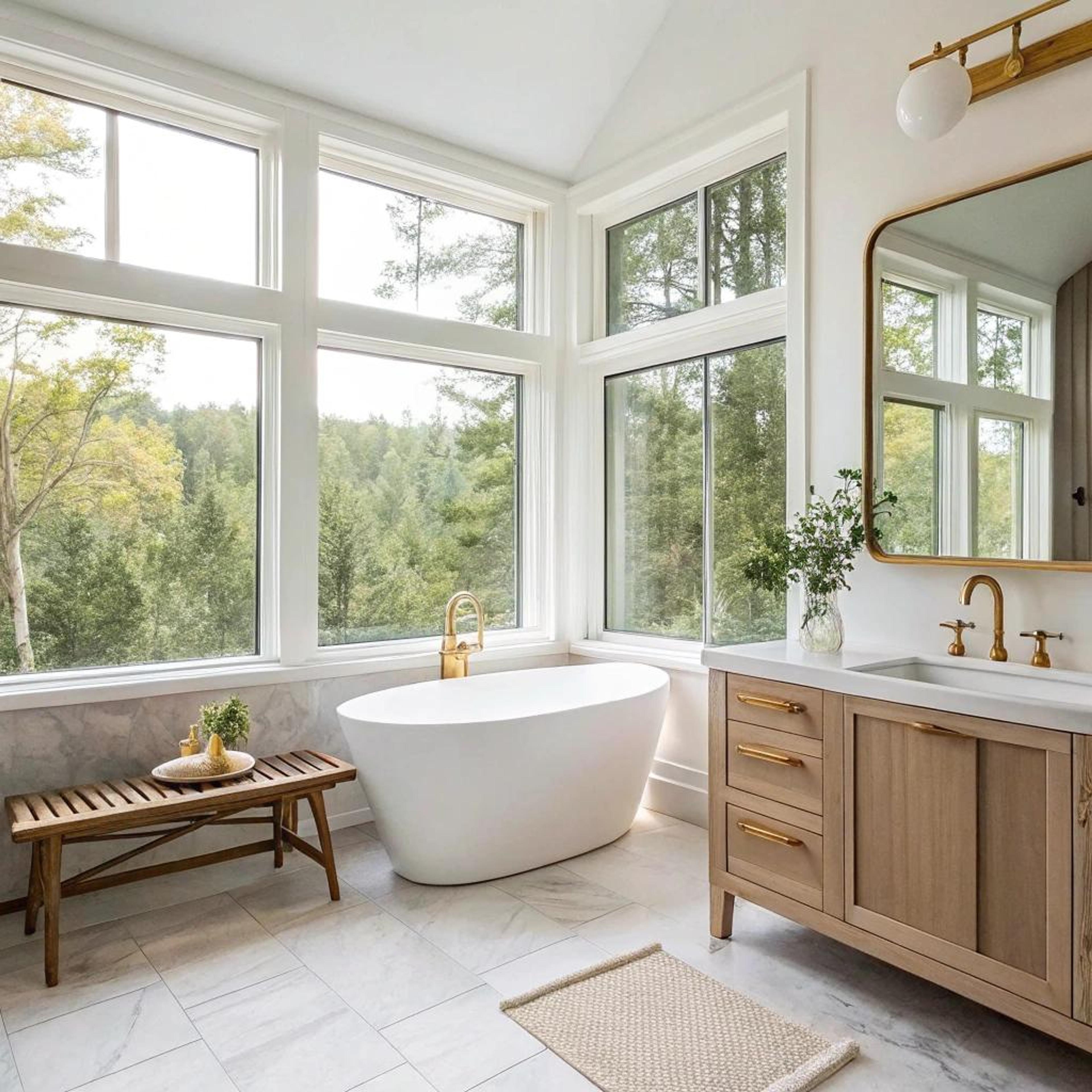 Witte kuip met boszicht