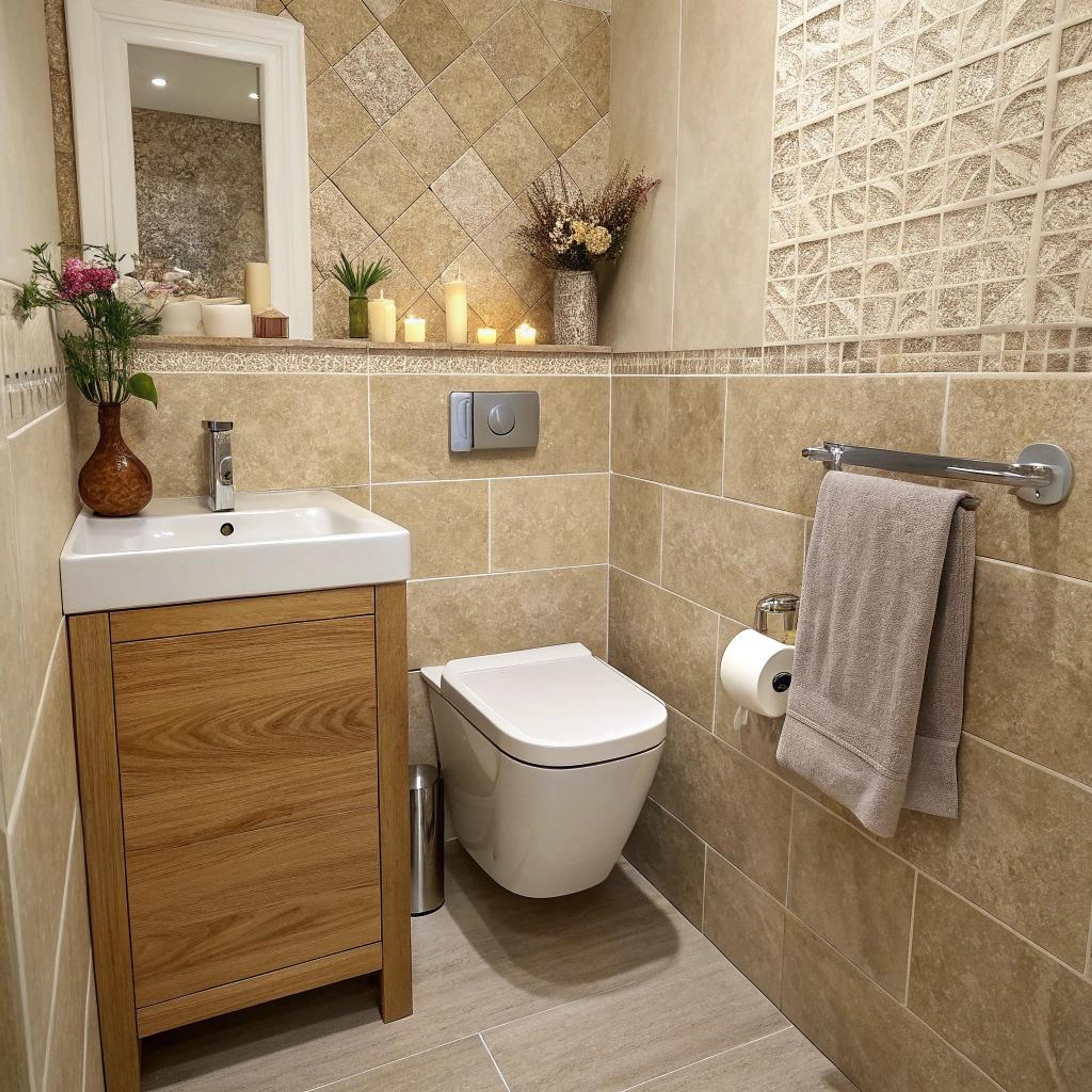 Beige tegels en warme sfeer