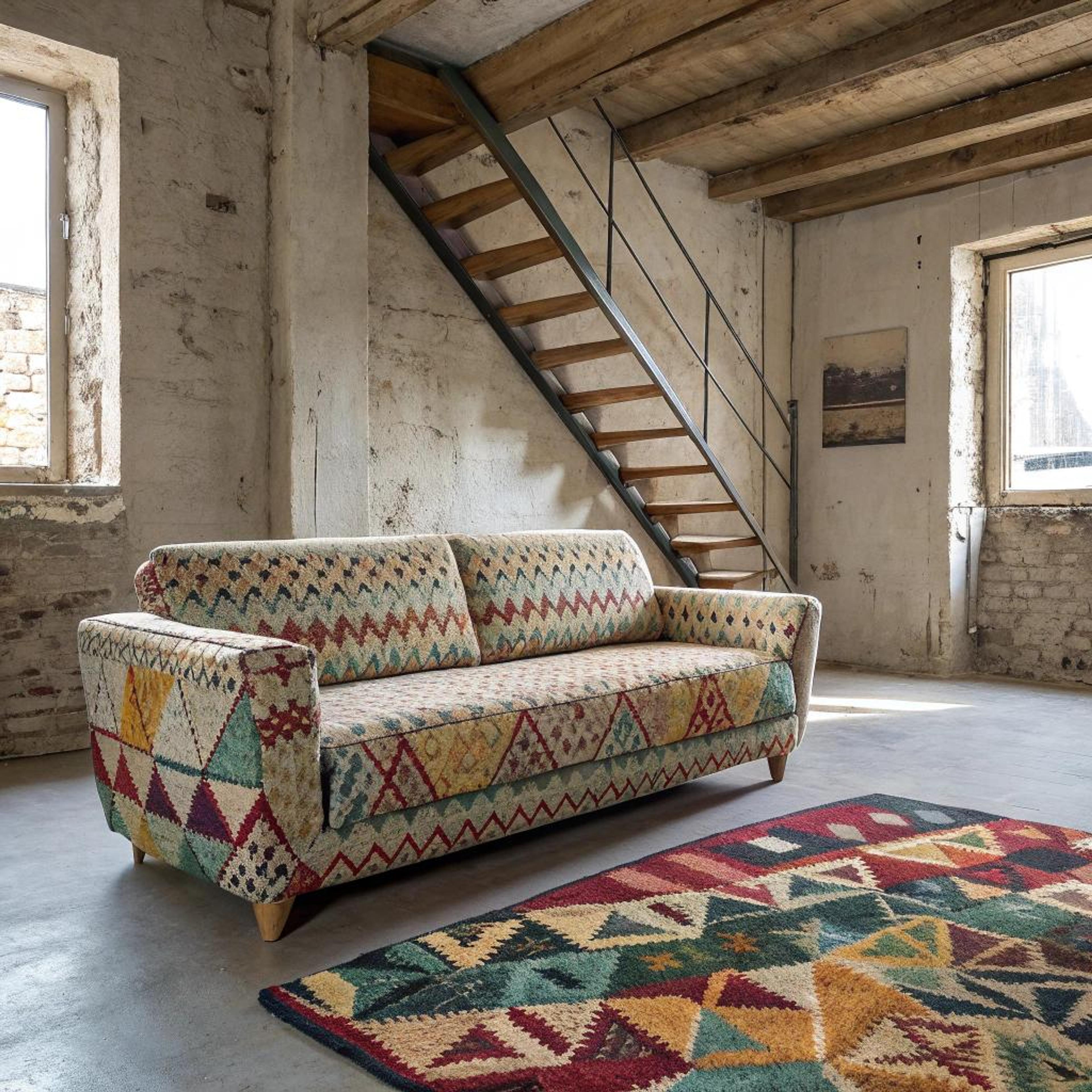 Vloerkleed layering met patronenmix