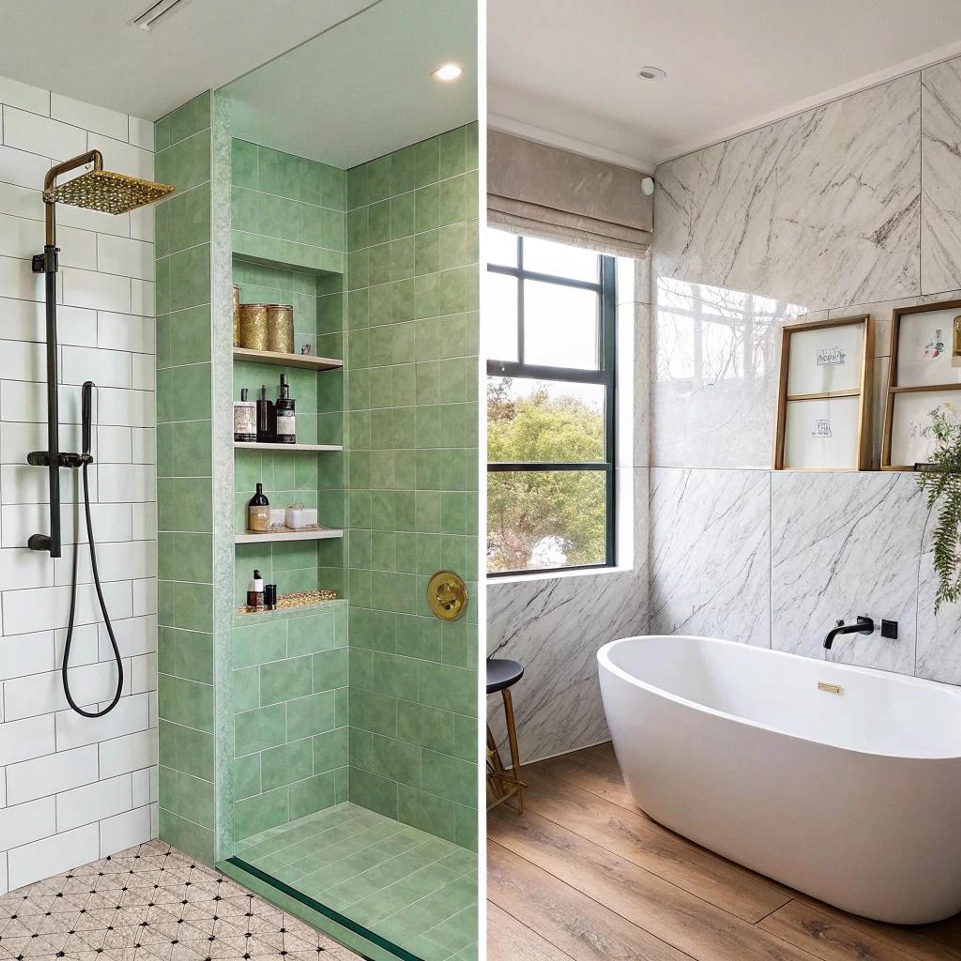 Mintgroene tegels met goudaccenten