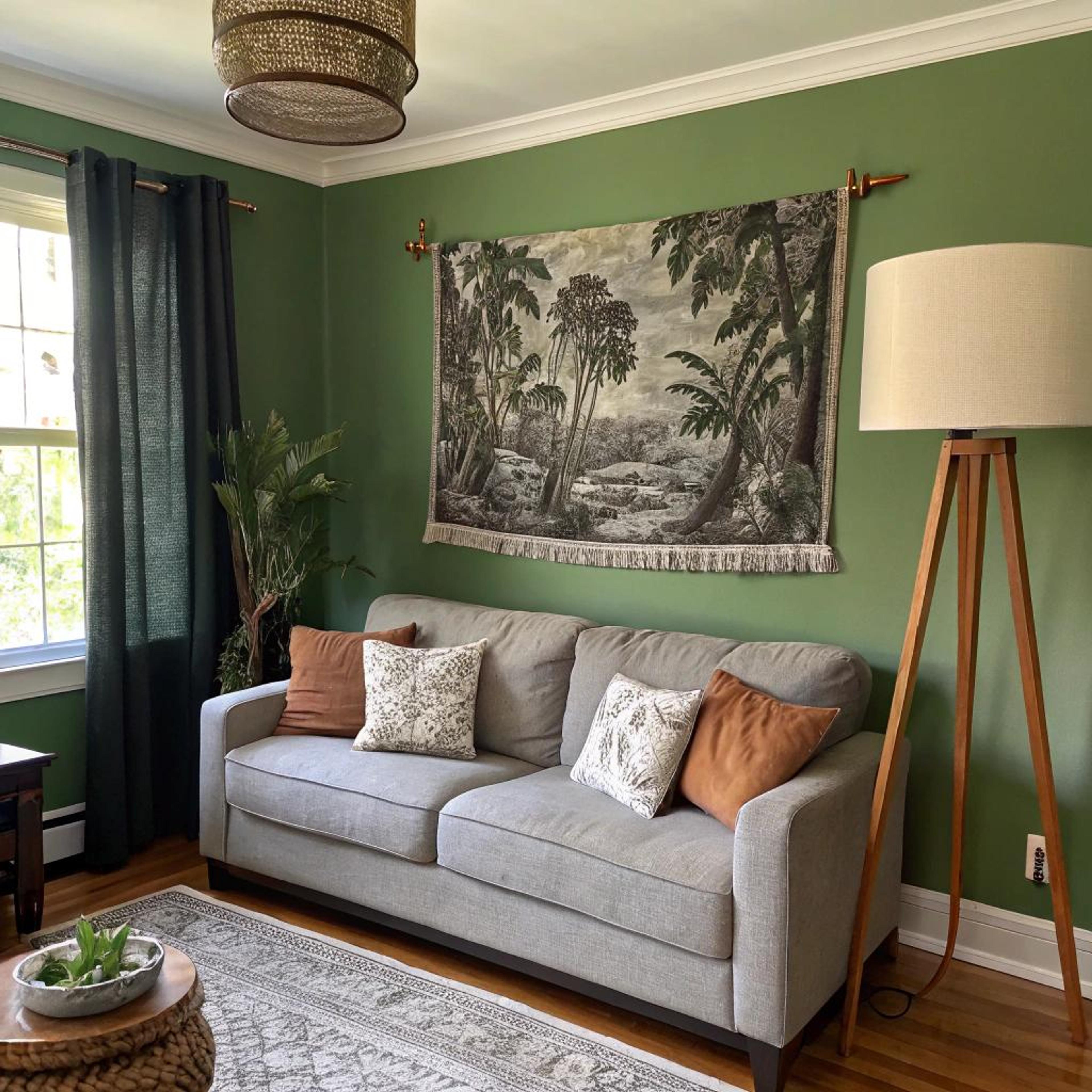 Groene muur met tropische touch