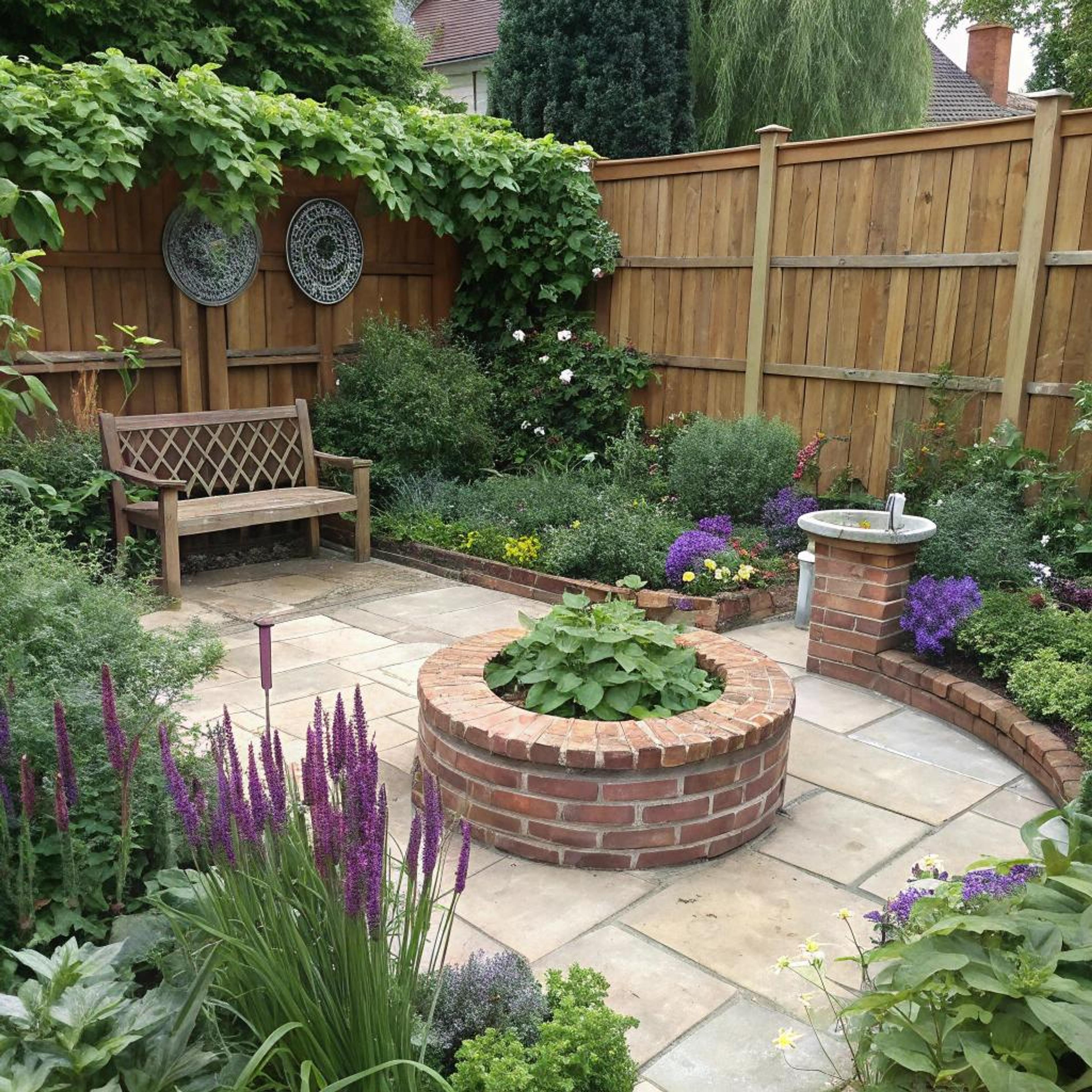 Kleurrijke border rond zitplek