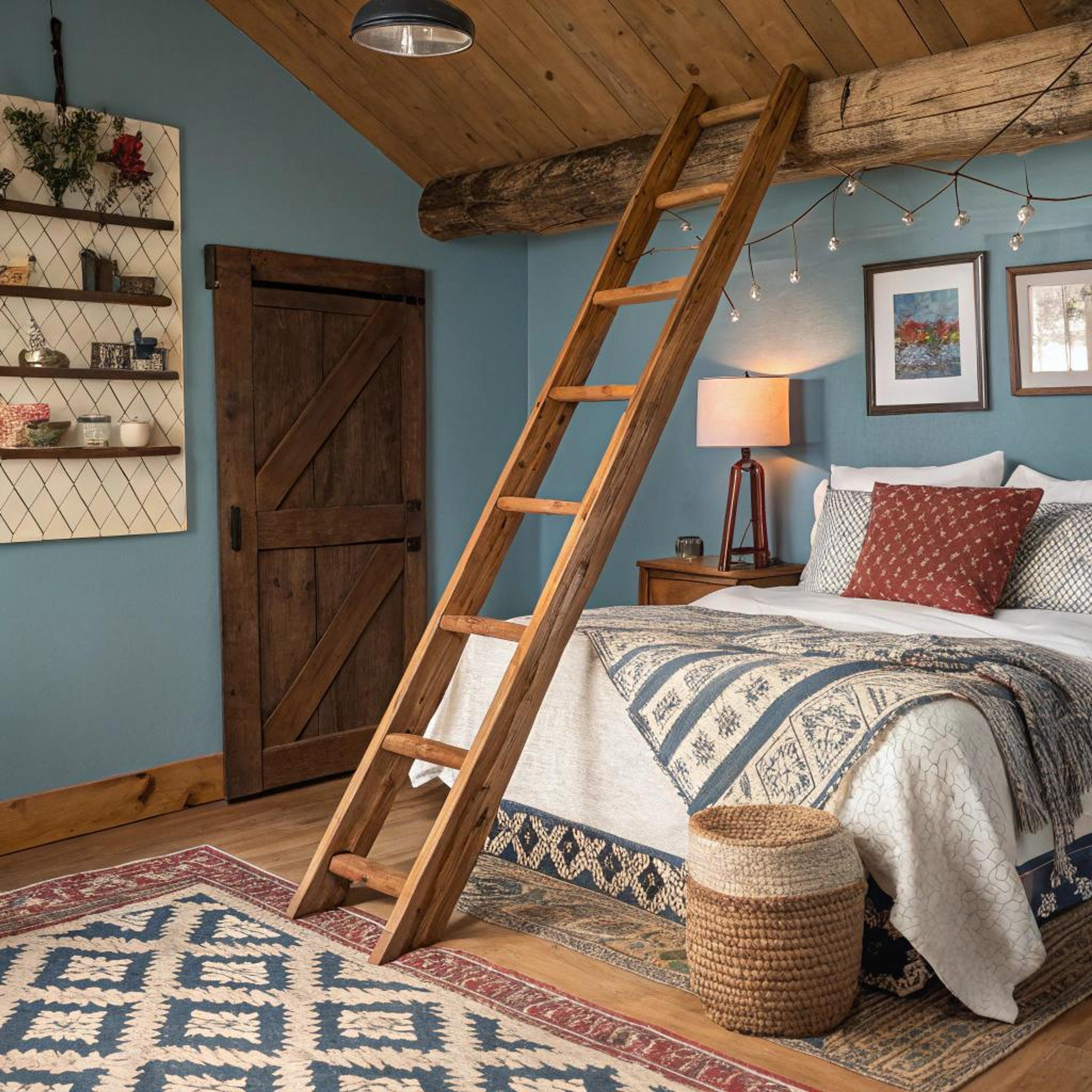 Avontuurlijke sfeer met houten ladder
