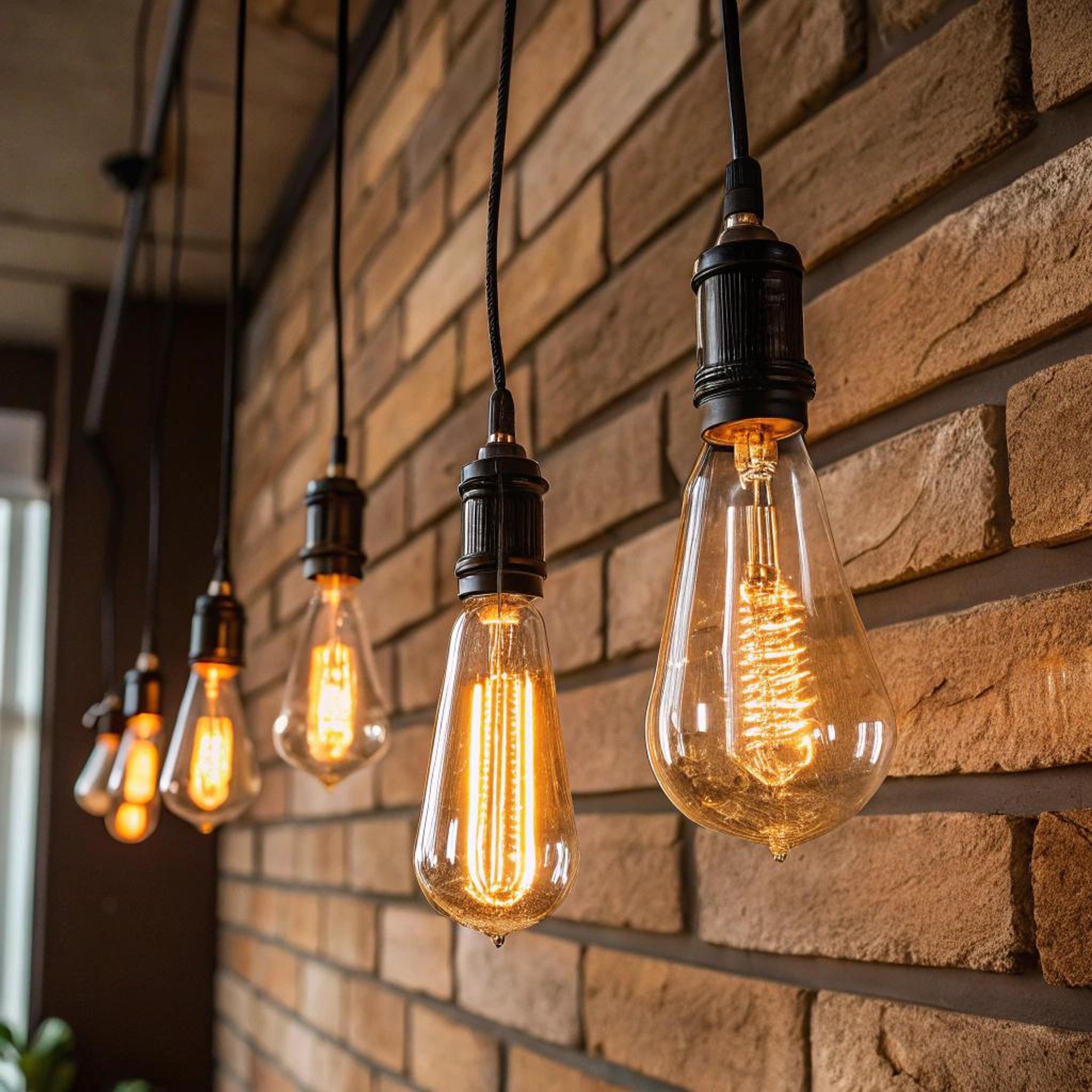 Edison lampen tegen bakstenen
