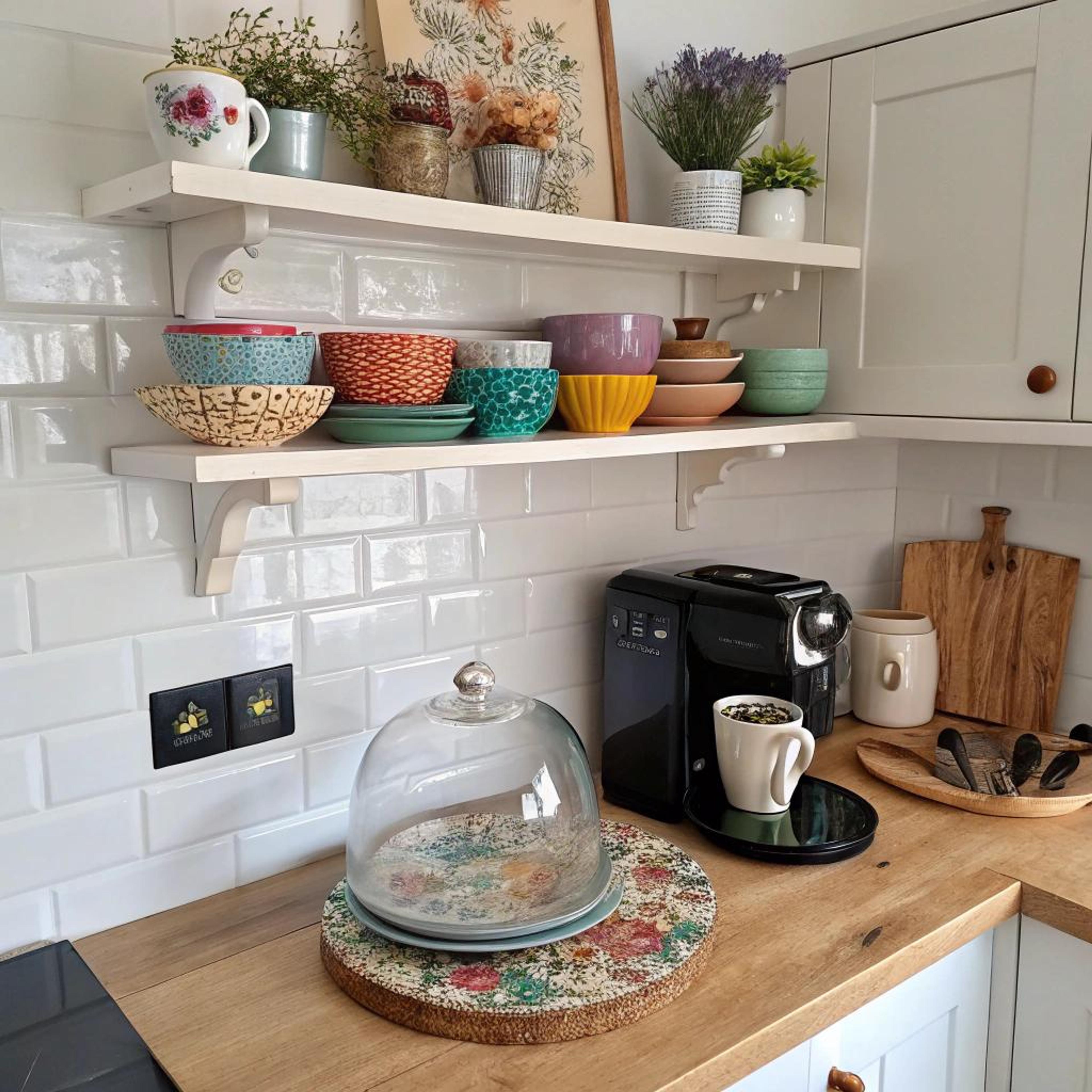 Eclectische kommen en botanisch kunstwerk