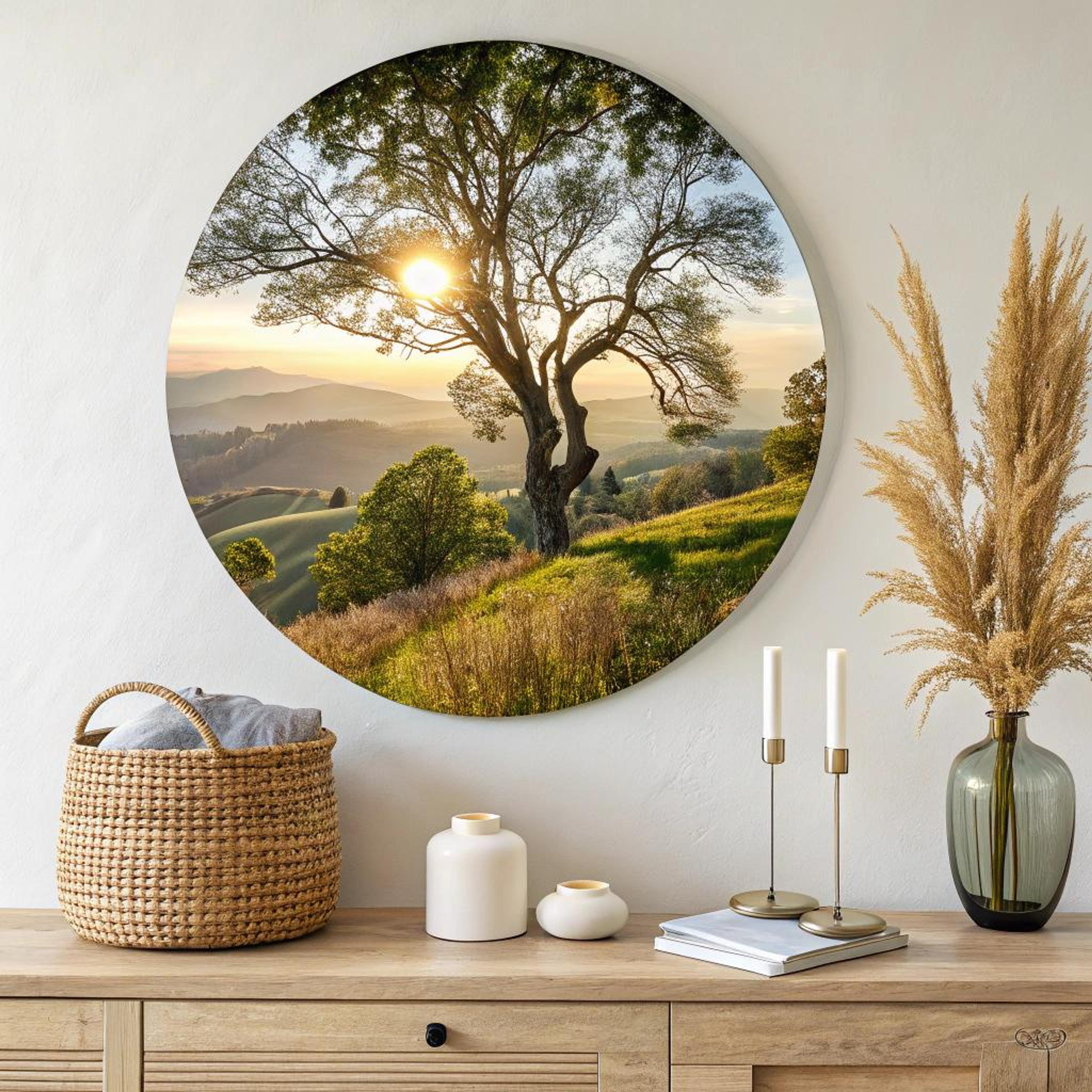 Ronde wanddecoratie met boom