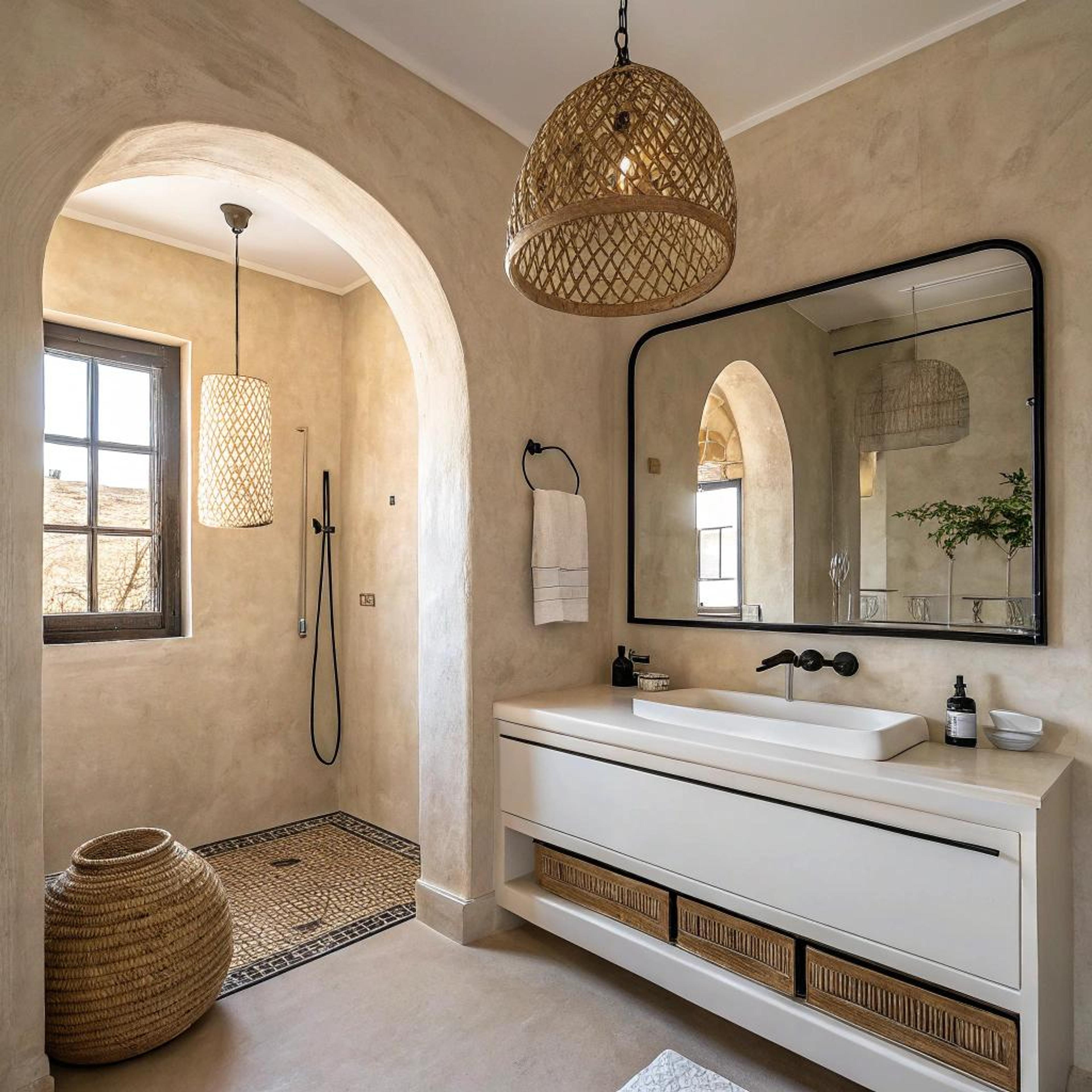 Tadelakt muren met vlechtwerk