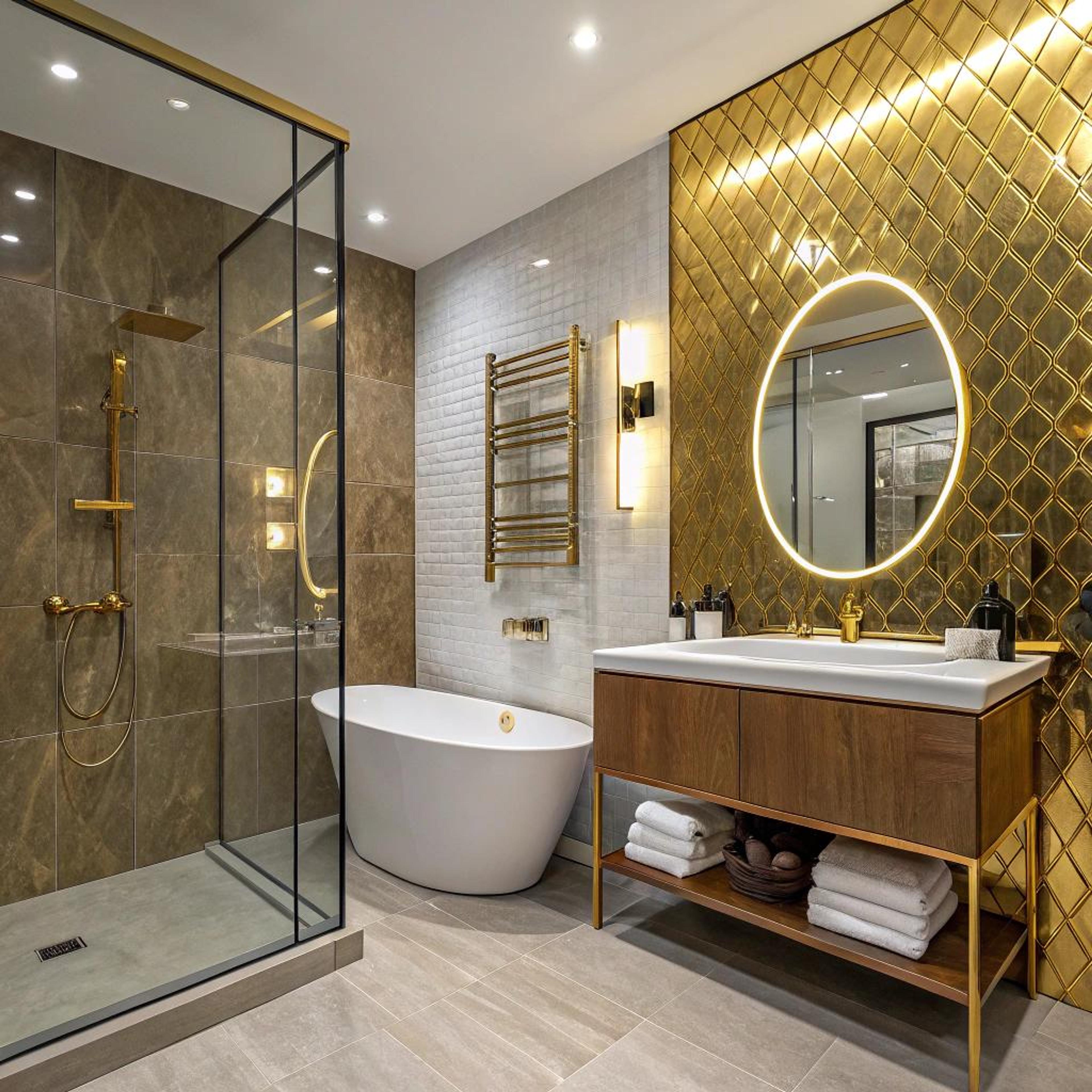 Ovale spiegel met gouden wand