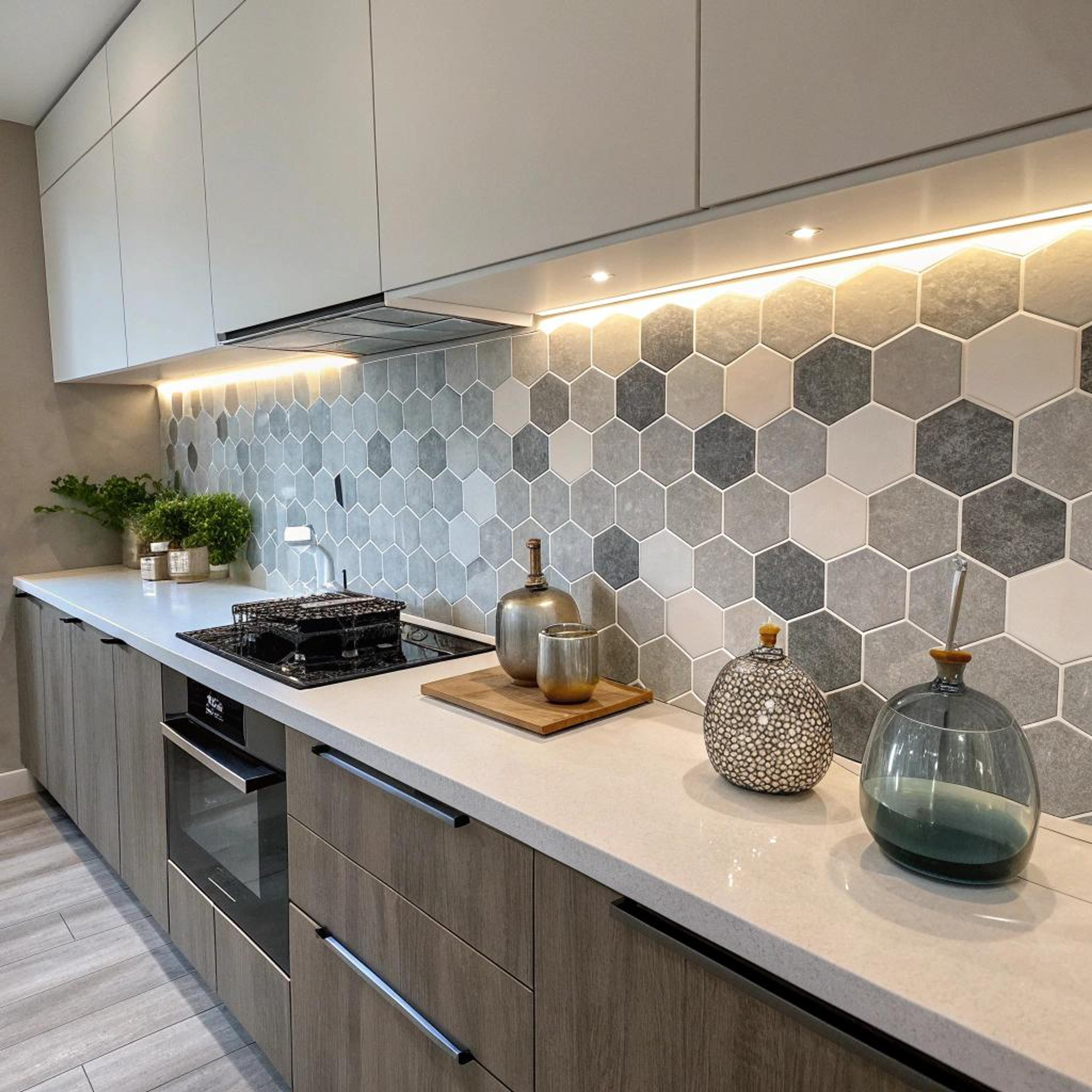 Neutrale hexagon tegels combineren