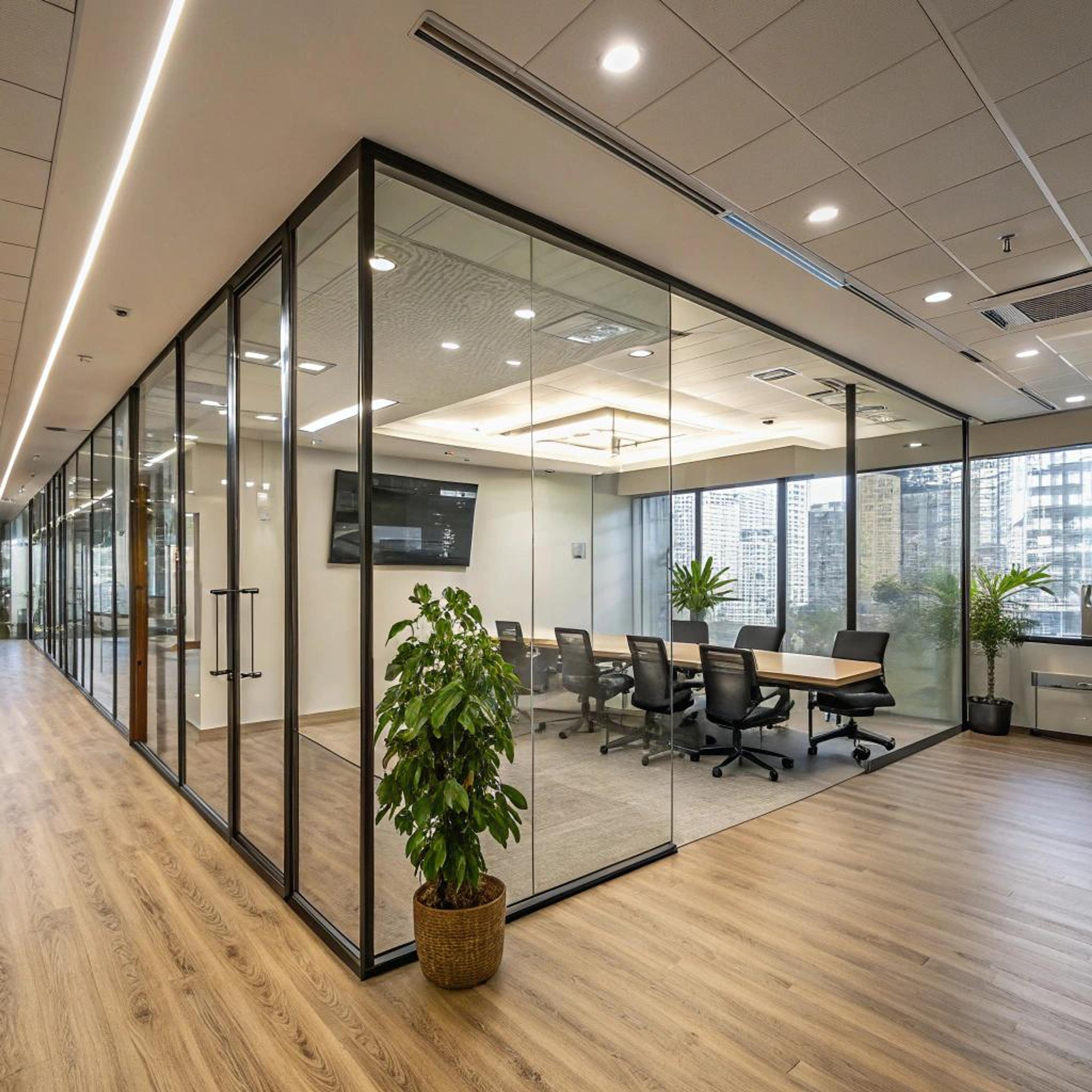 Groene accenten achter glaswanden