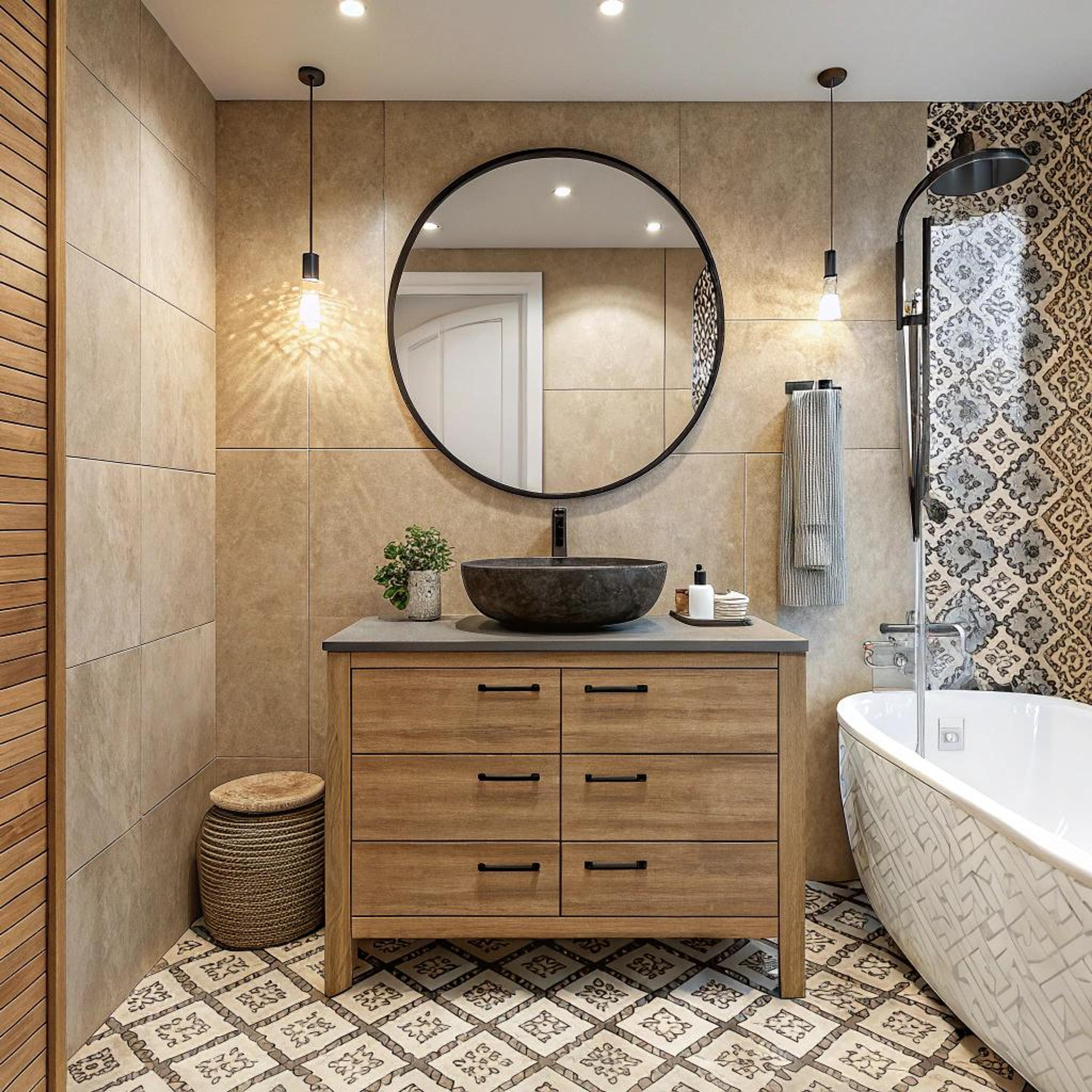 Zwart wasbekken als contrast