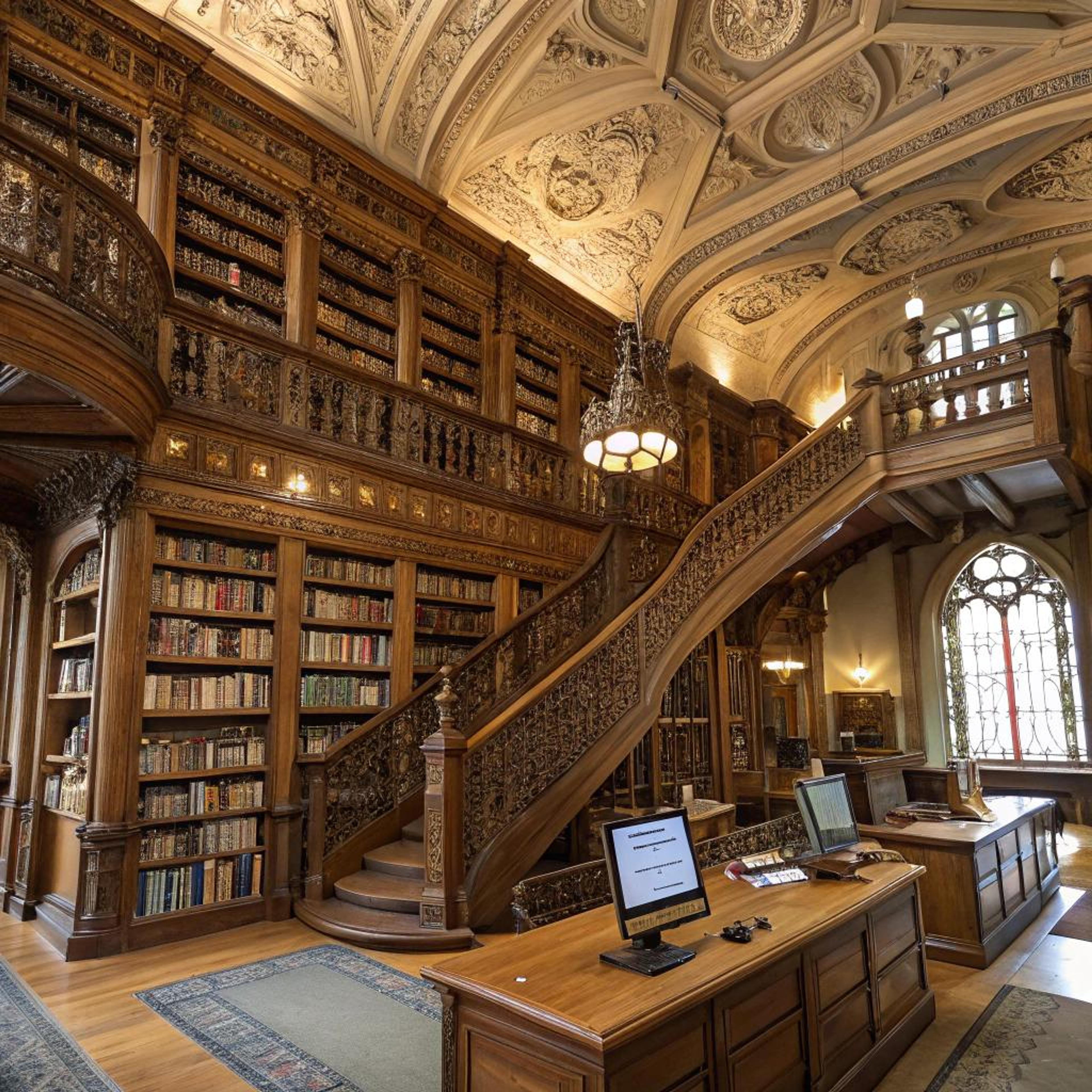 Sfeervolle boekenkast met kroonluchter