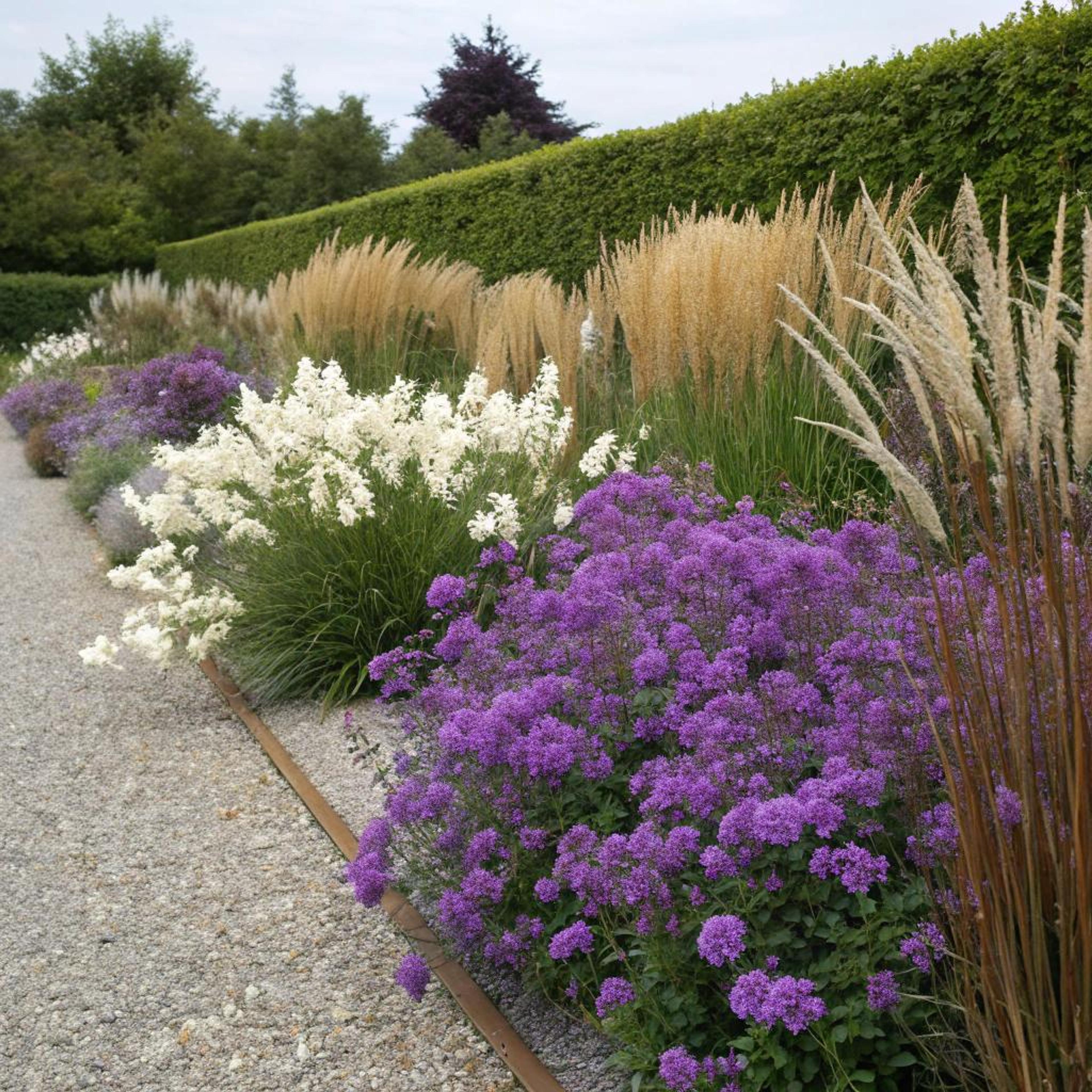 Paarse accenten met siergrassen