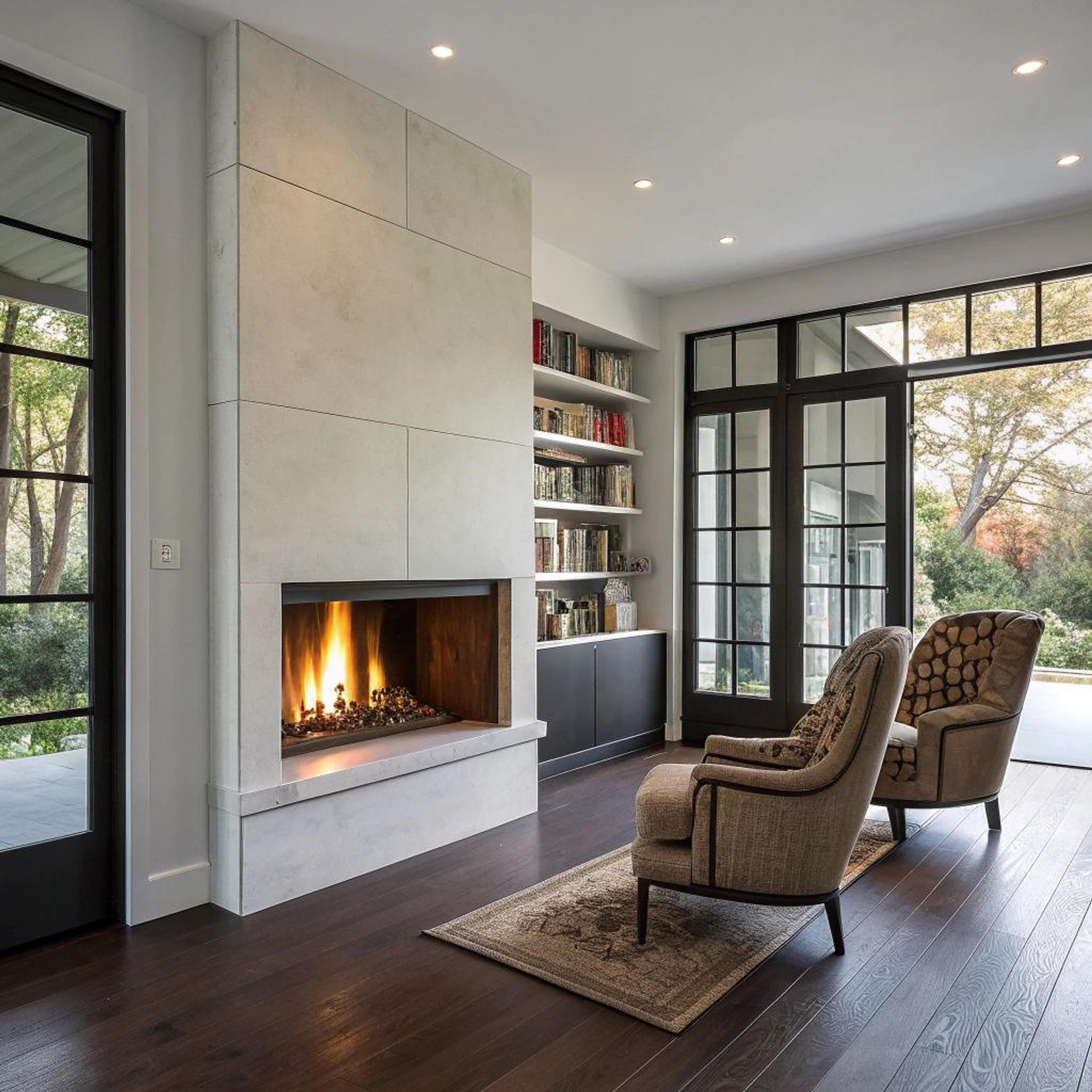 Beige doorkijkhaard in balans