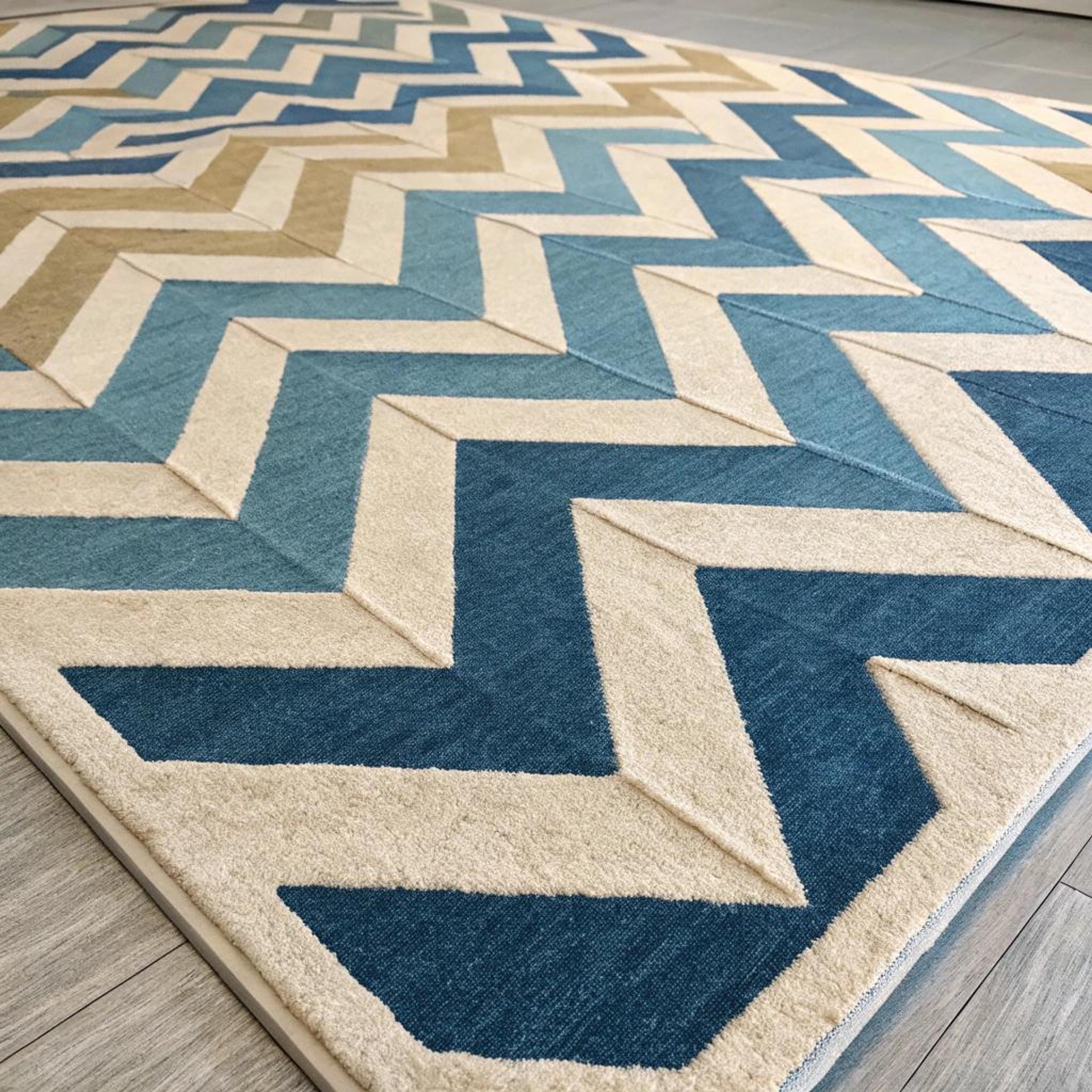 Chevronkleed met blauwtinten