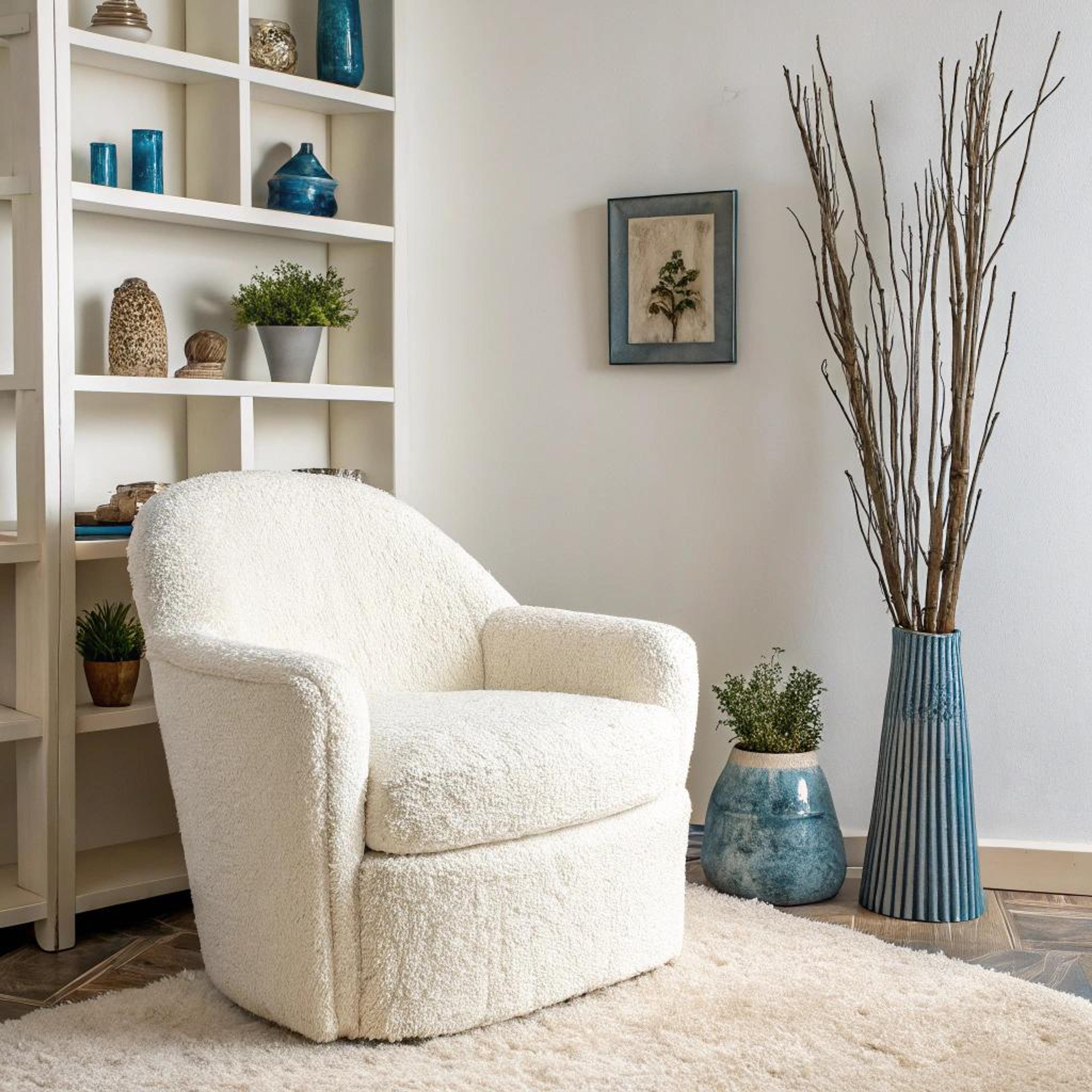 Blauw-wit contrast bij draaifauteuil