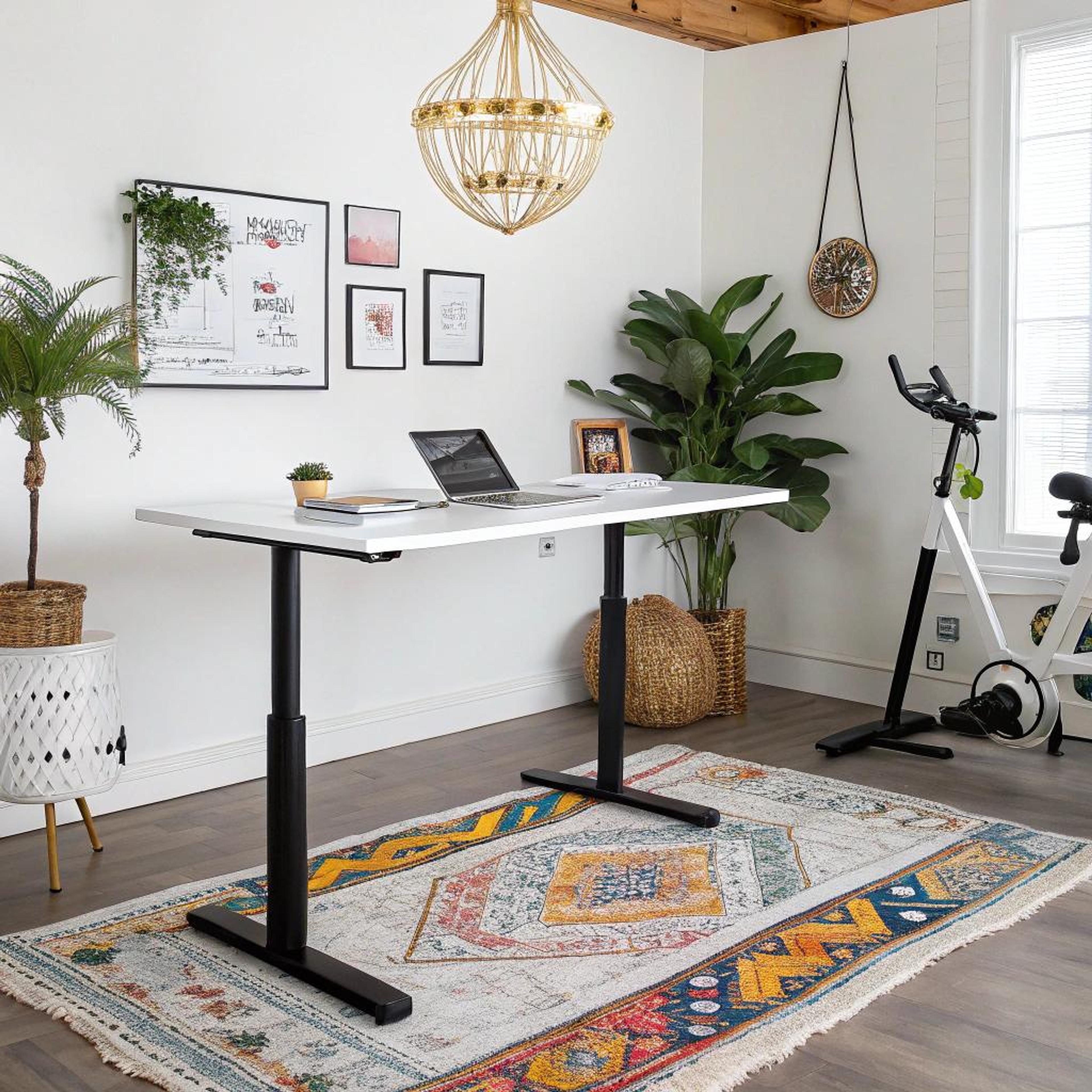 Geometrisch vloerkleed onder bureau