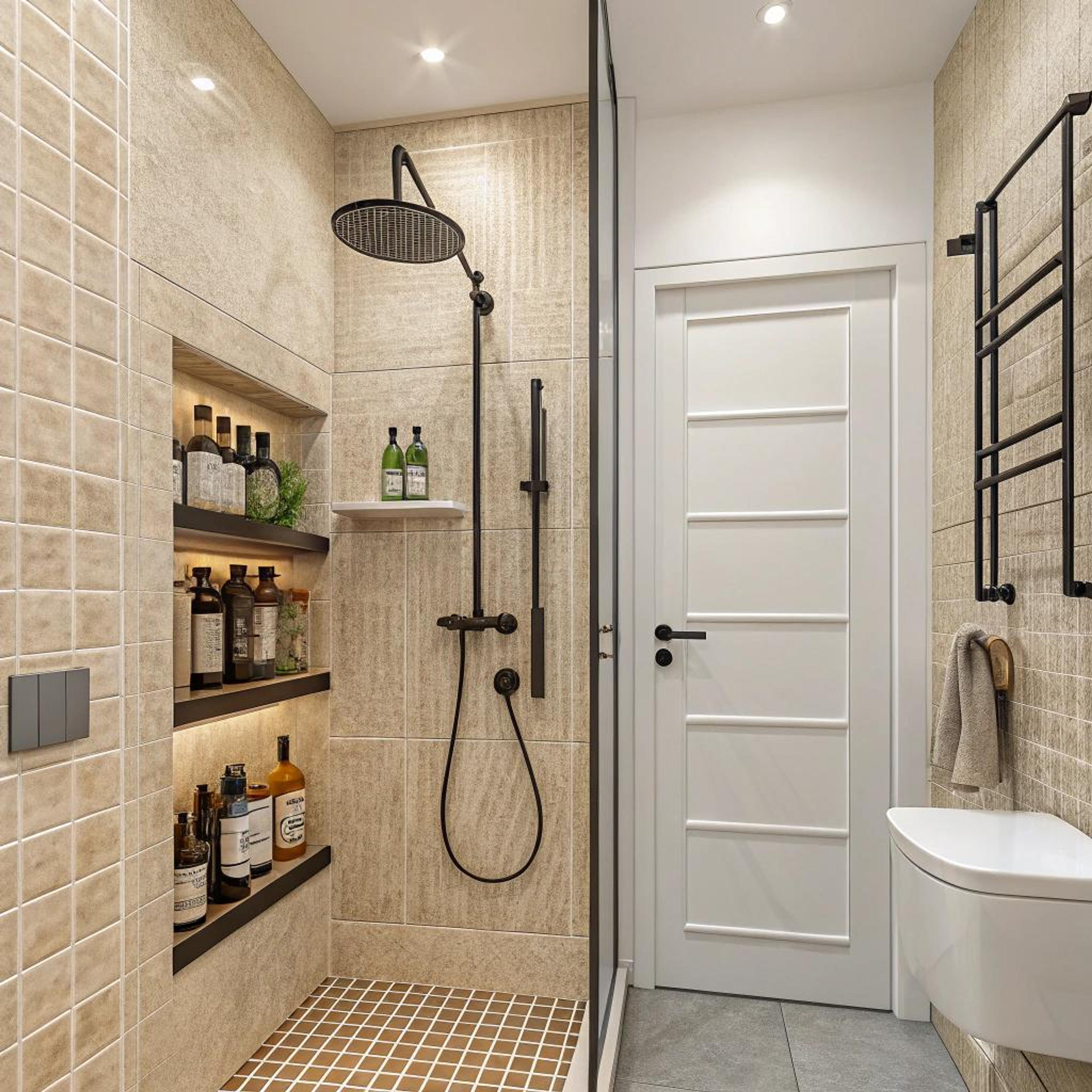 Verlichte nis met beige tegels