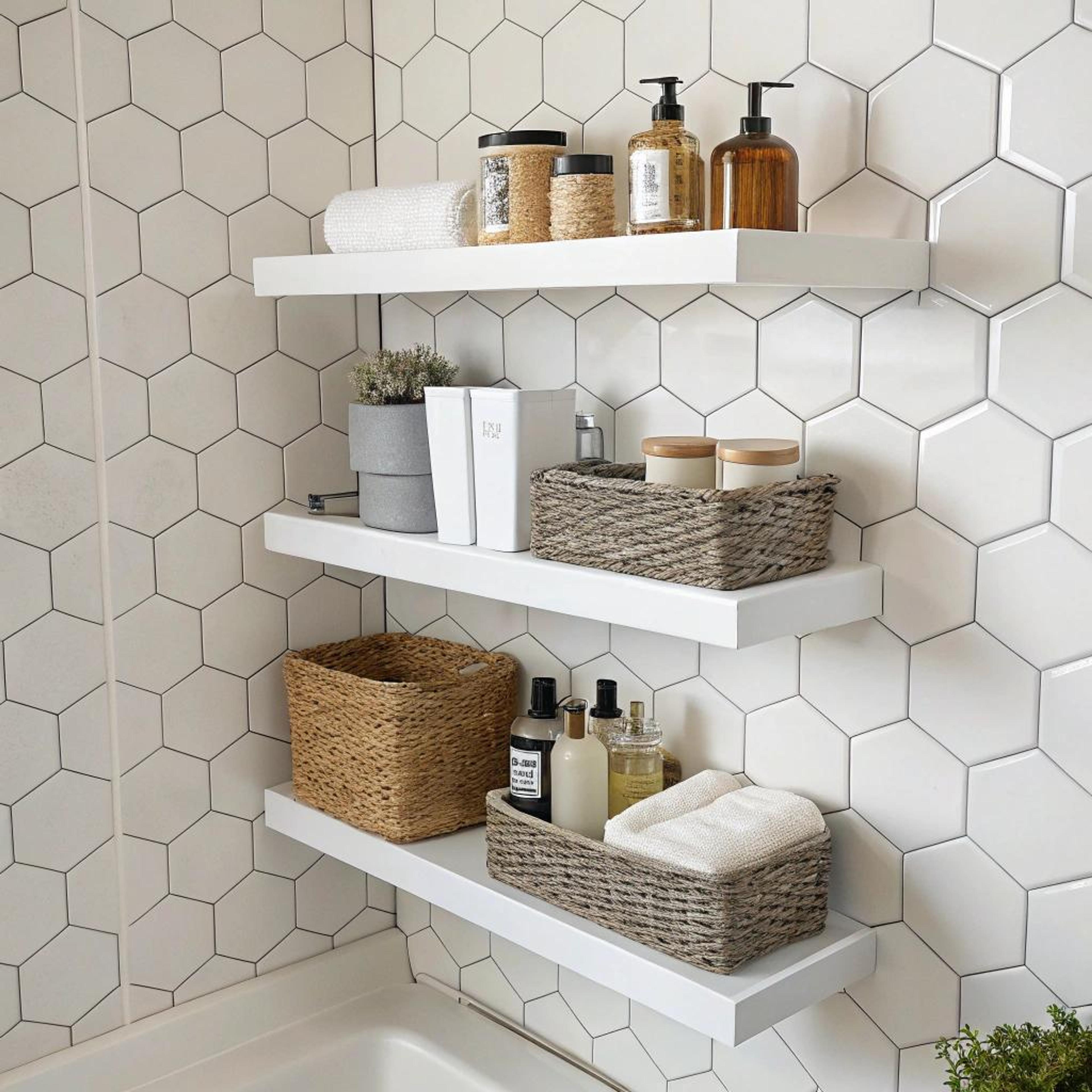 Witte hexagon tegels als basis