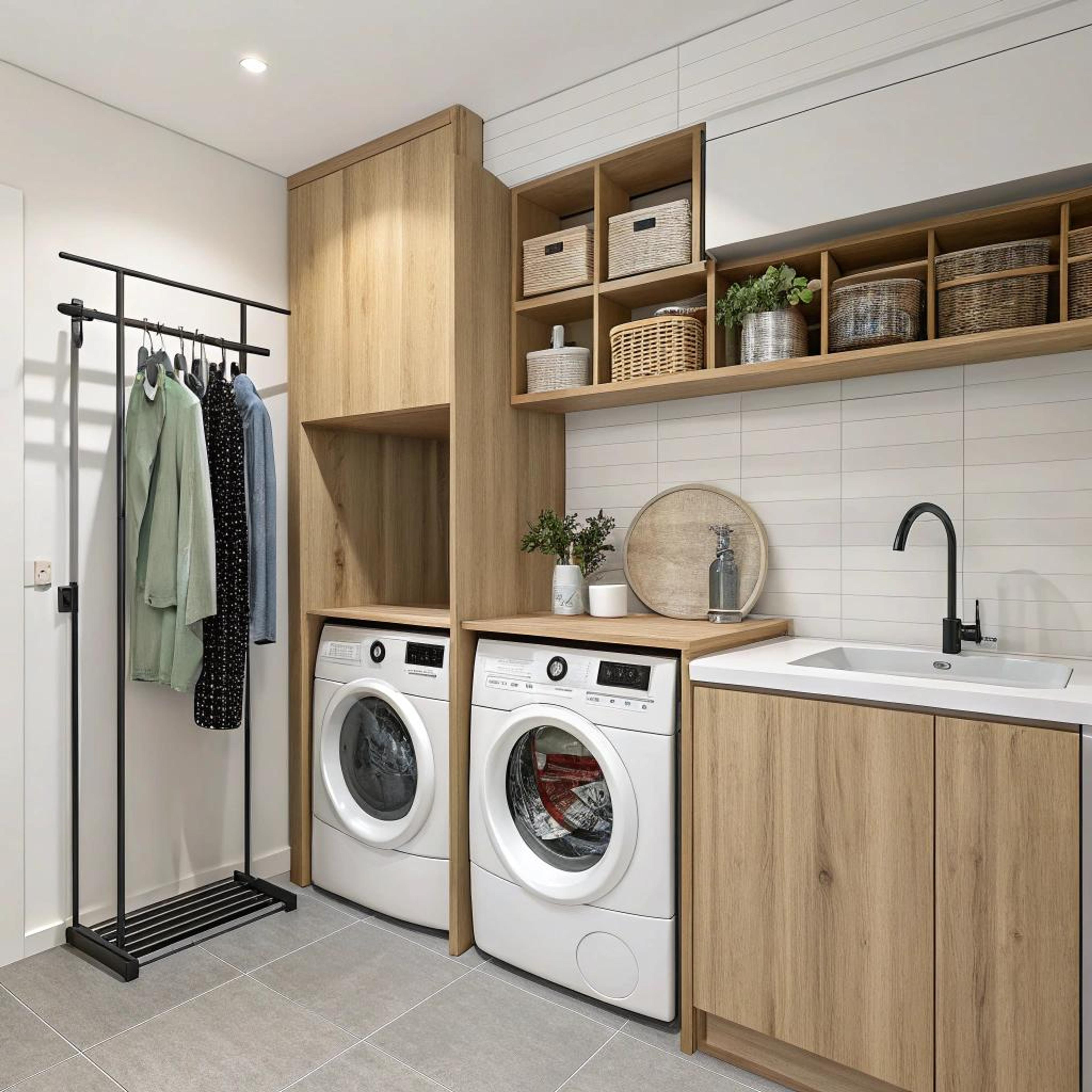 Houten kasten met wasmachine