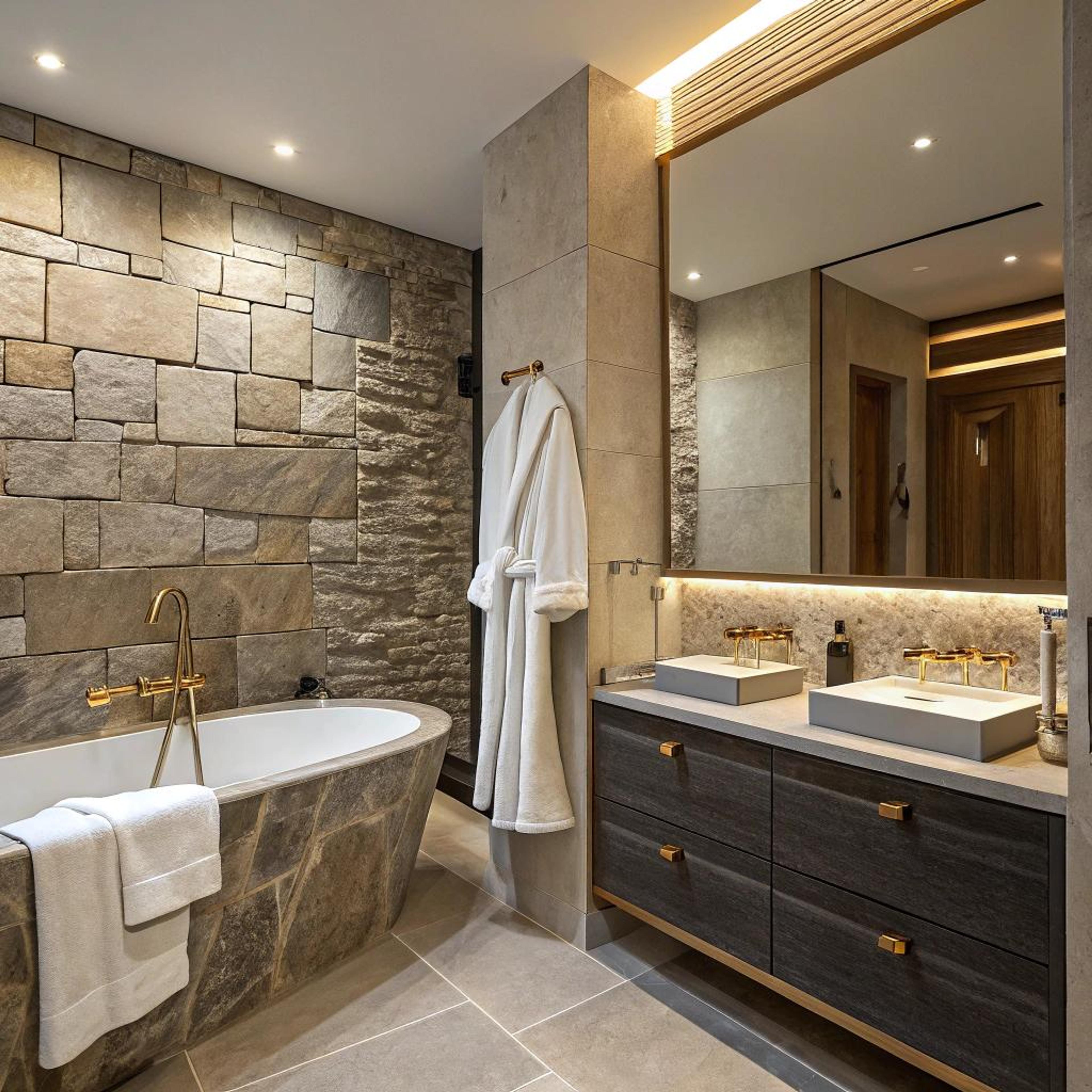 Gouden accenten met steenwanden