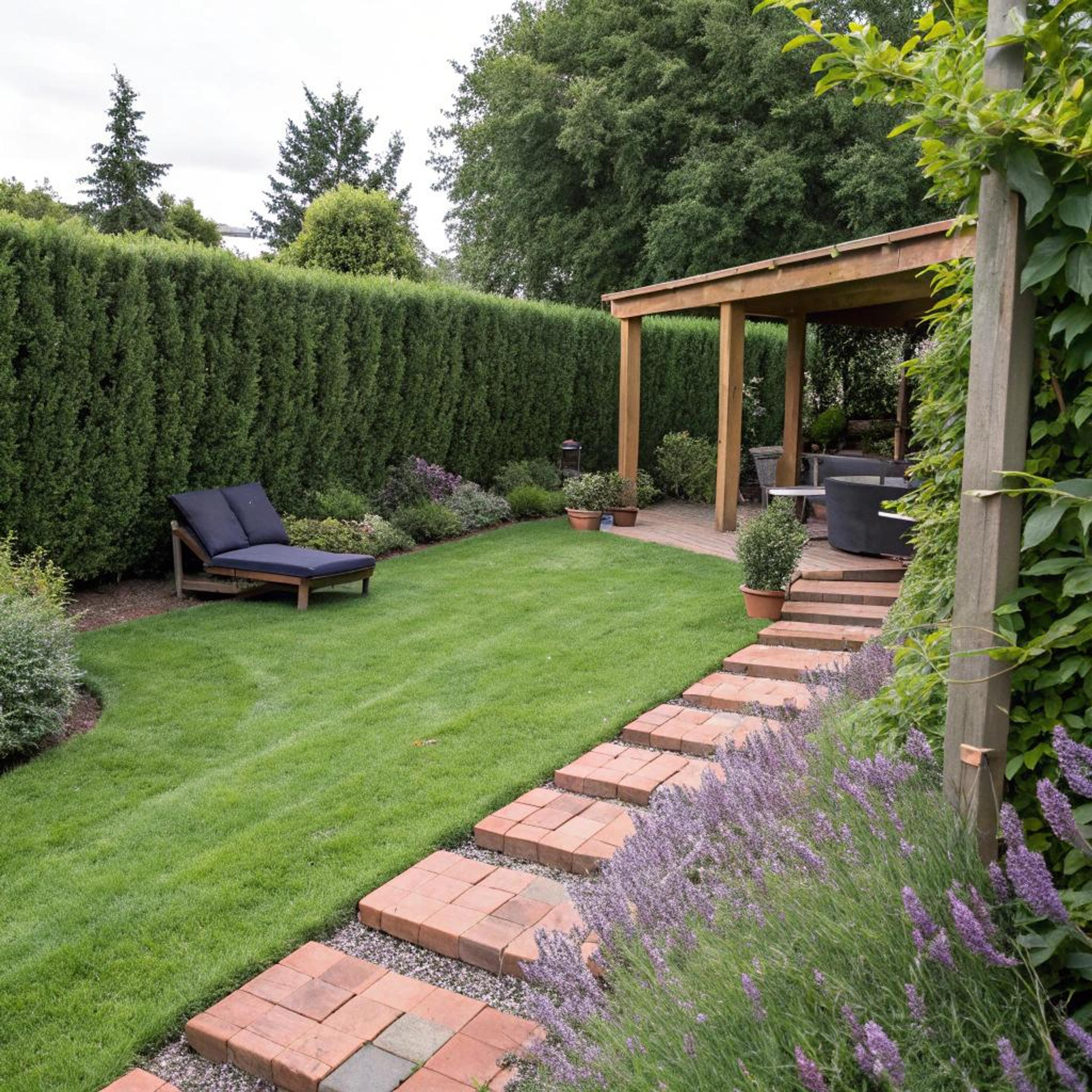 Loungebank op groen gazon