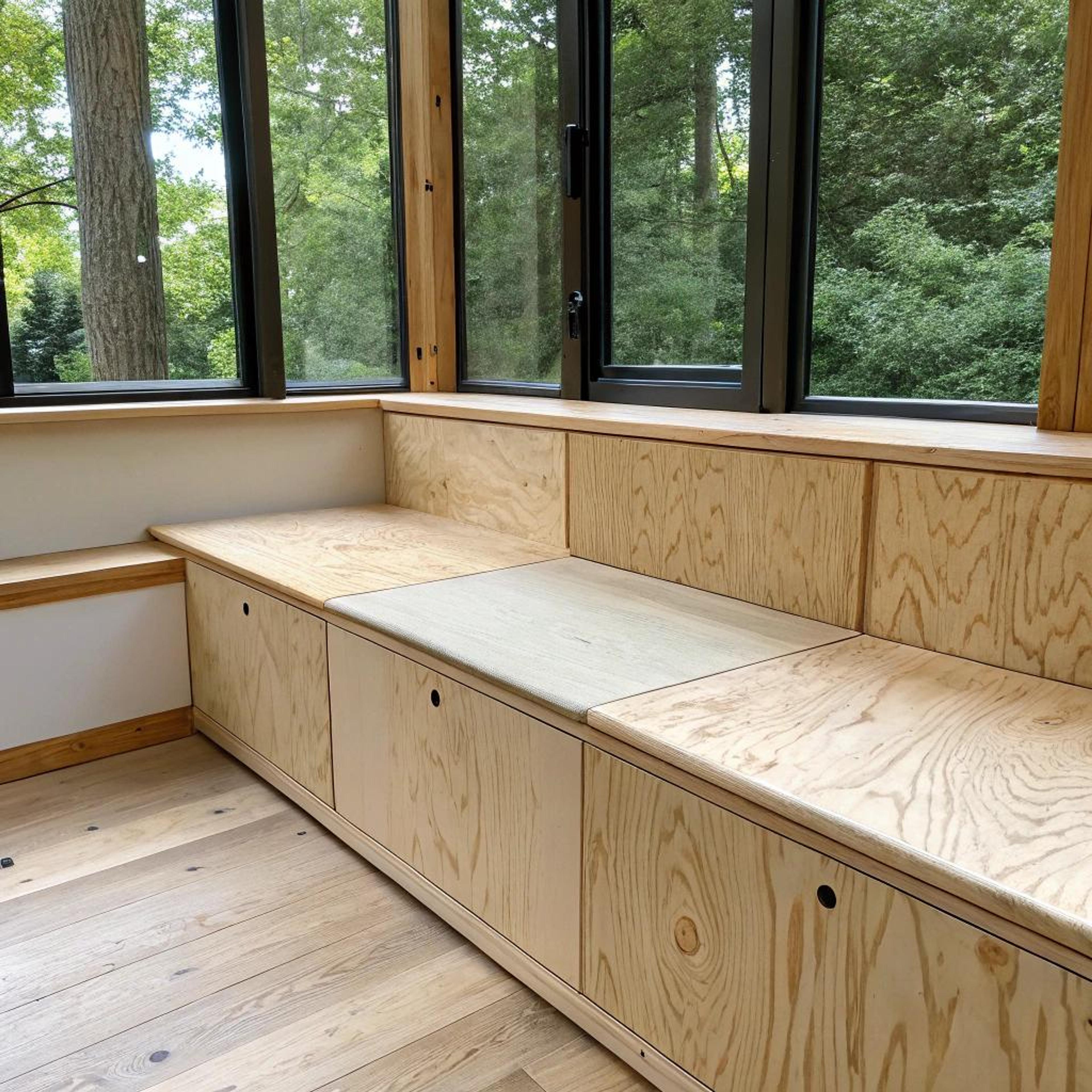 Warme houttinten bij vensterbank