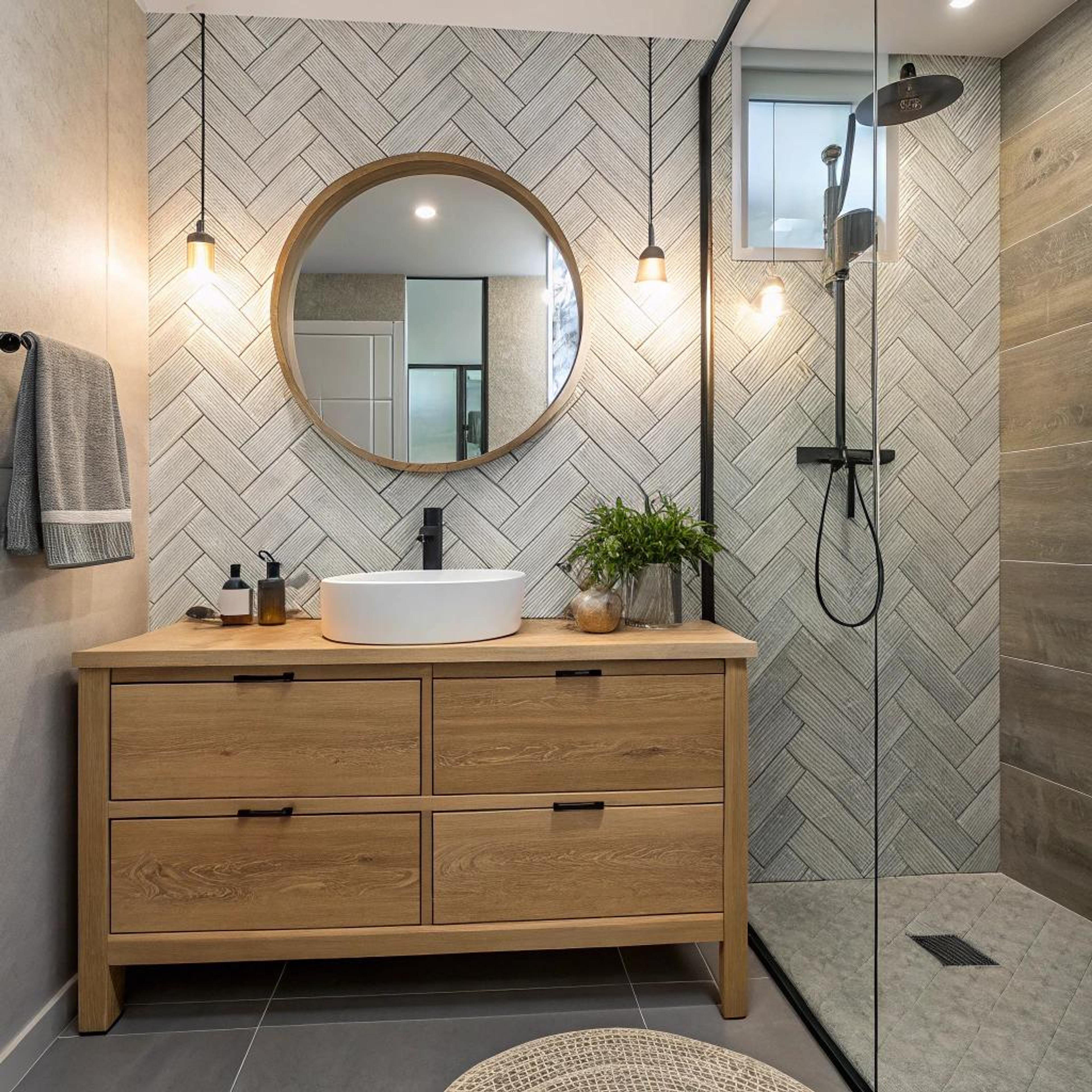 Rond spiegelspel bij visgraat