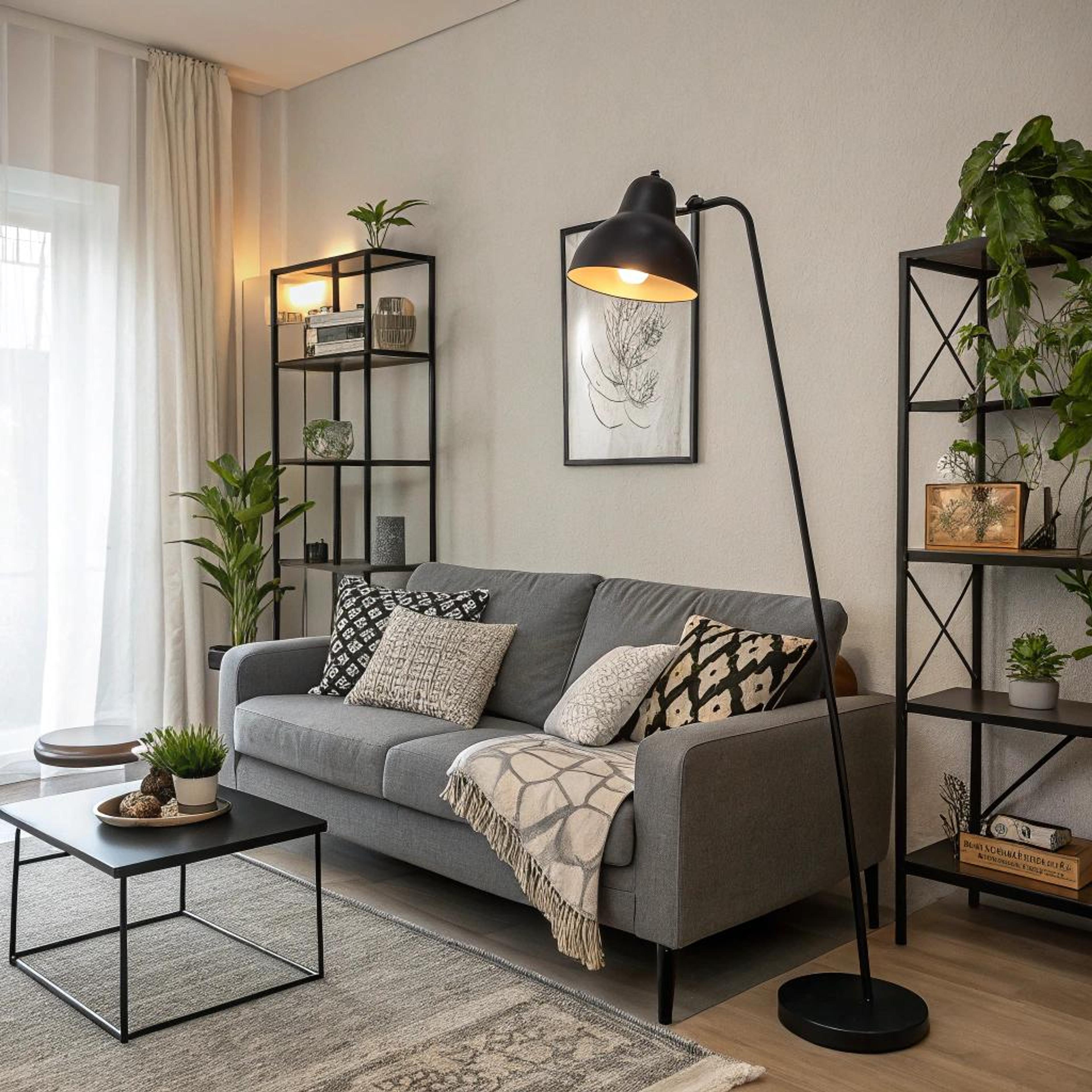 Zwart metalen rekken voor contrast