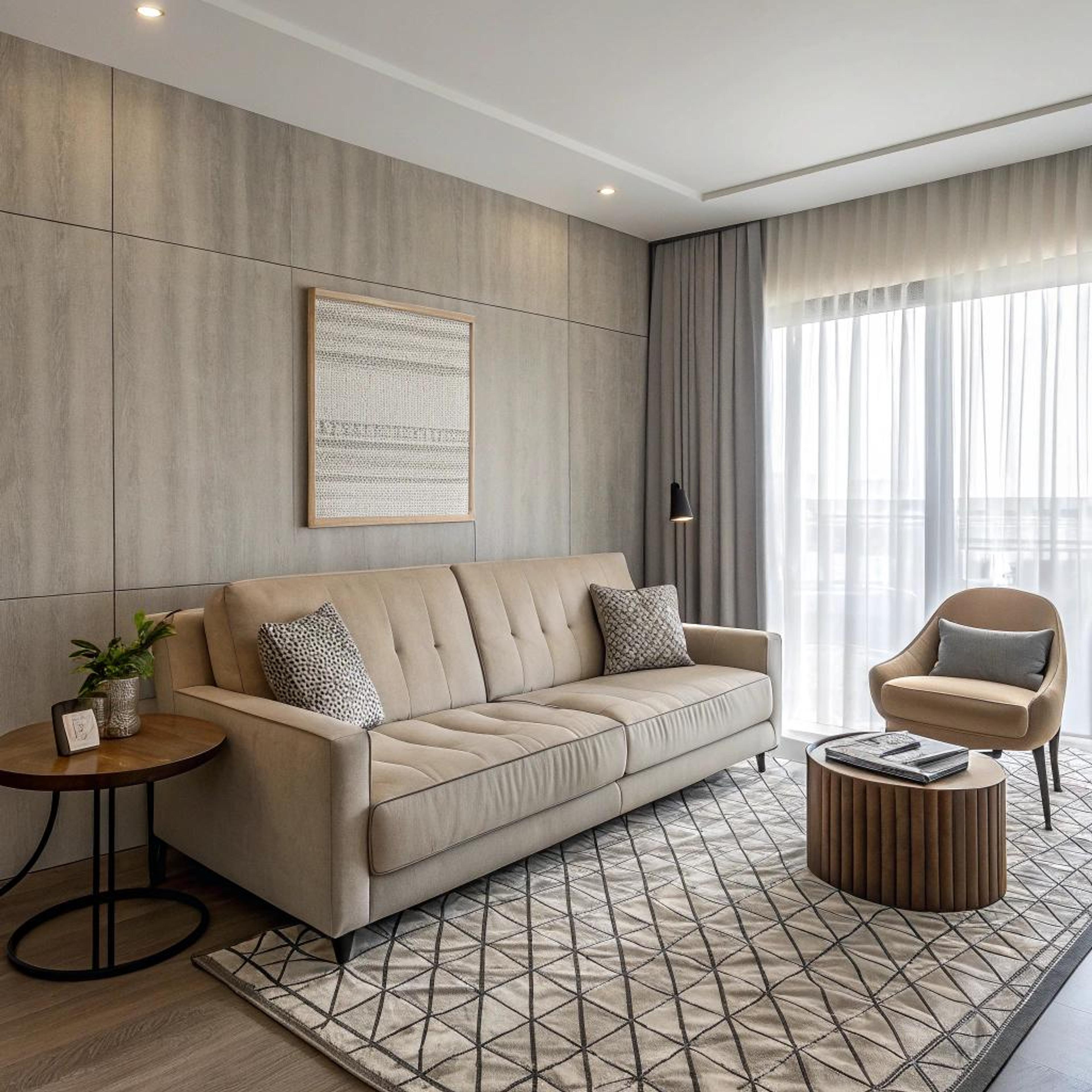 Vloerkleed layering in serene zithoek